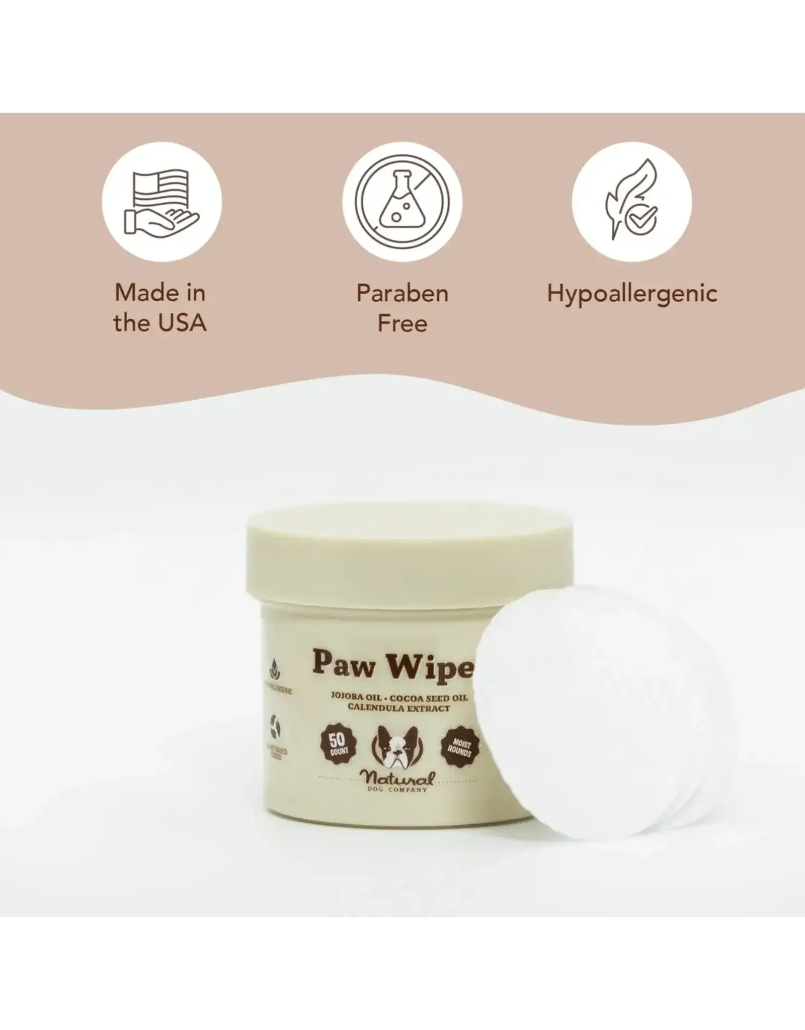 Natural Dog Company NATURAL DOG COMPANY PAW WIPES 50 COUNT JAR