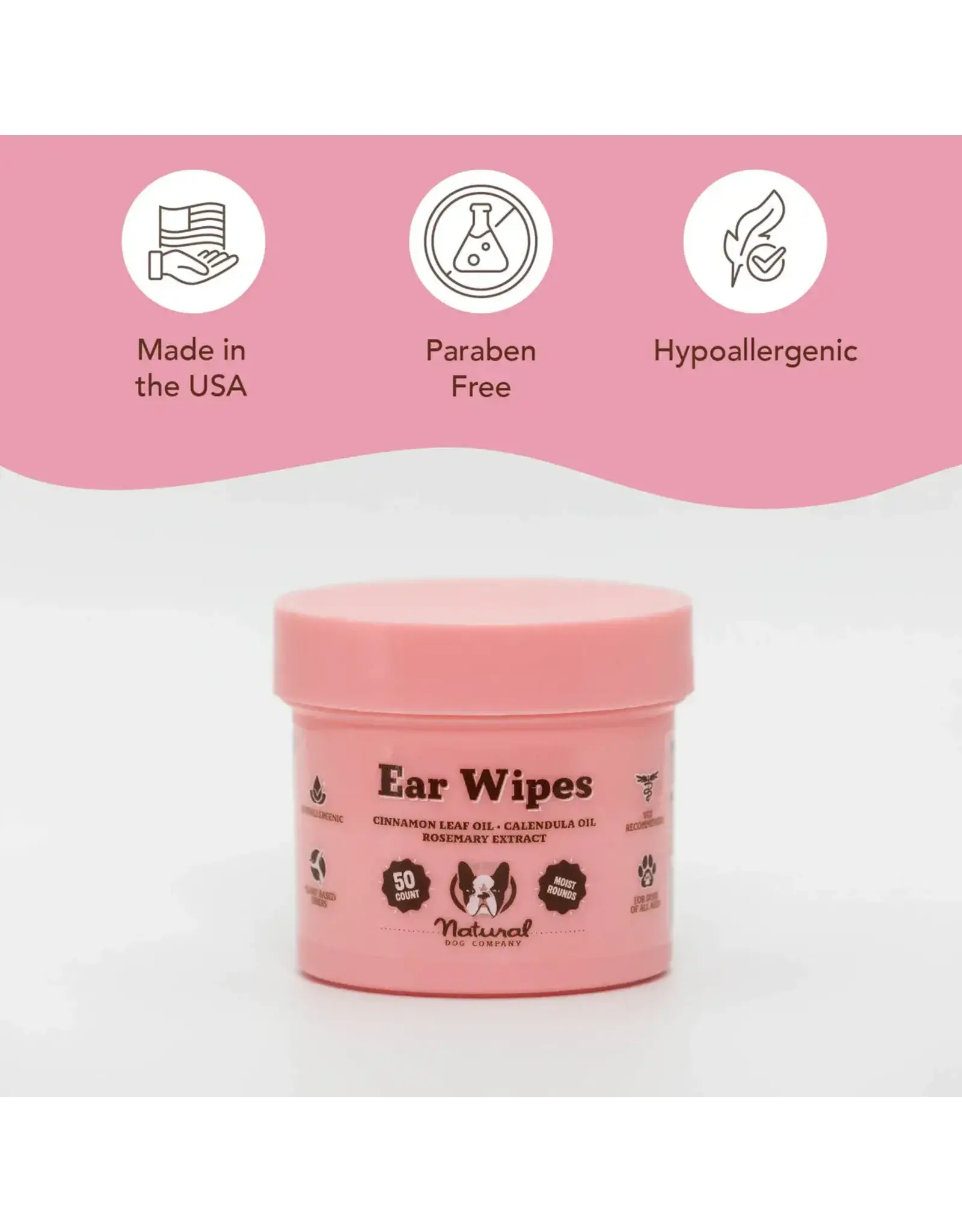 Natural Dog Company NATURAL DOG COMPANY EAR WIPES 50 COUNT JAR