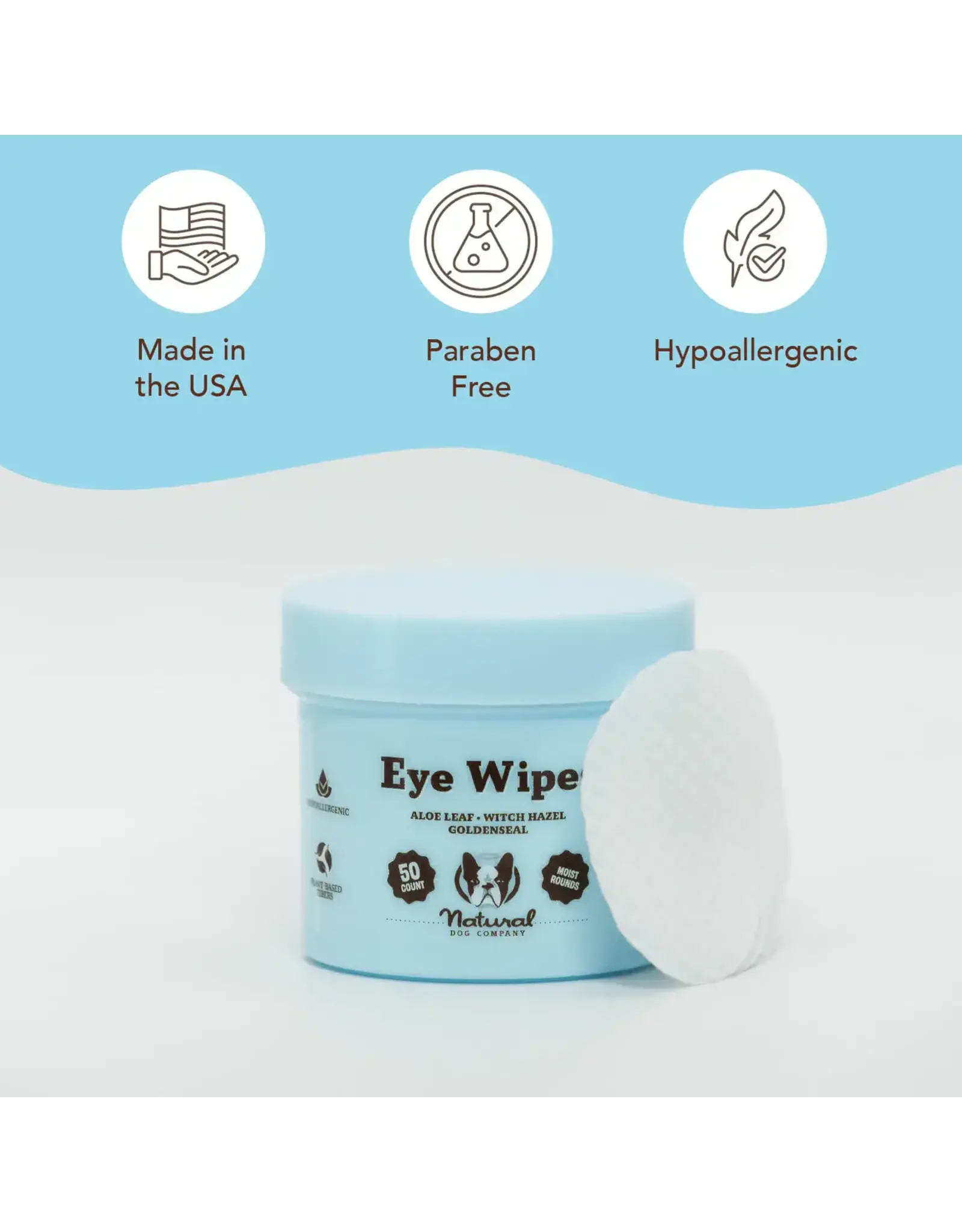 Natural Dog Company NATURAL DOG COMPANY EYE WIPES 50 COUNT JAR