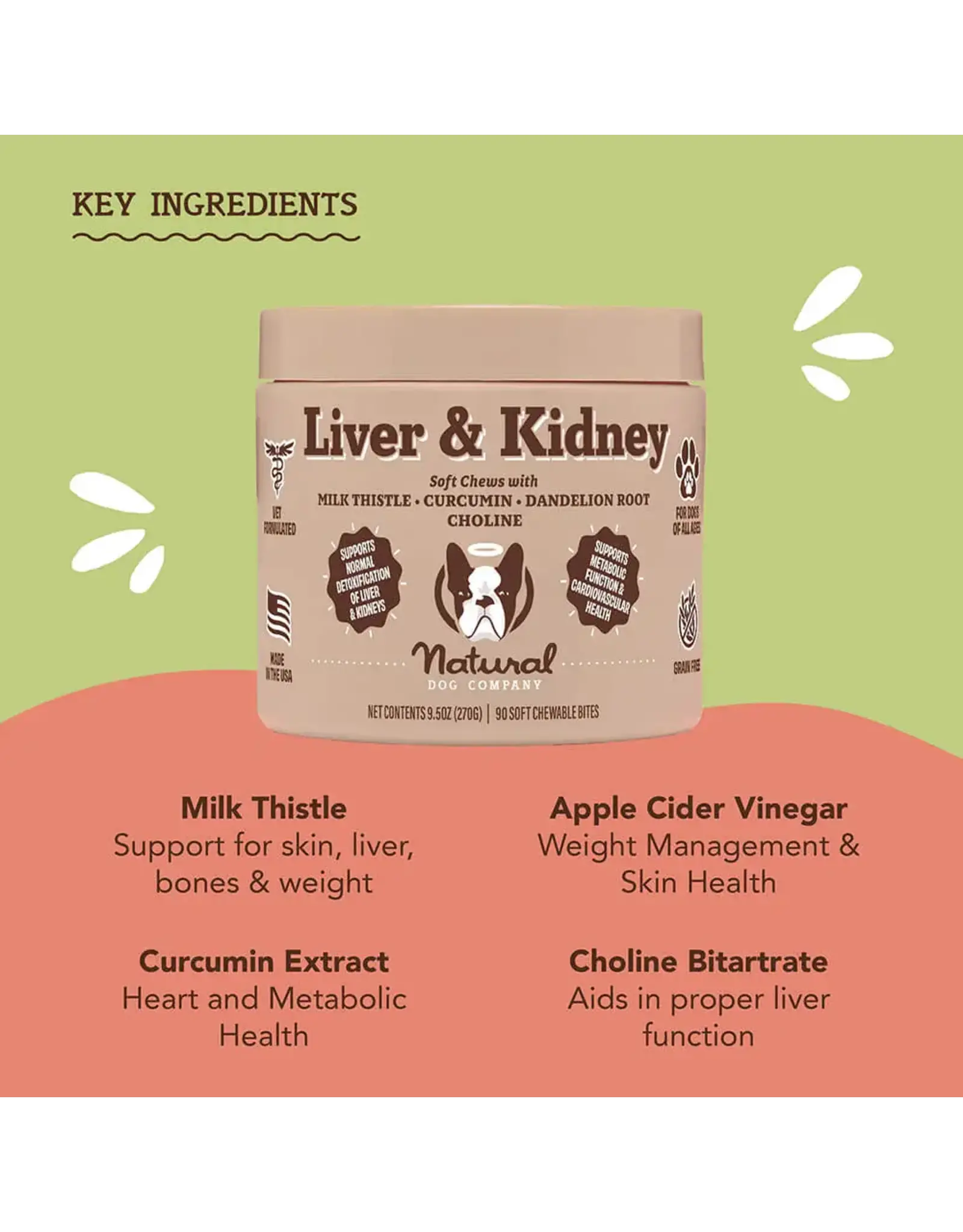 Natural Dog Company NATURAL DOG COMPANY LIVER AND KIDNEY SUPPLEMENT 90 CT