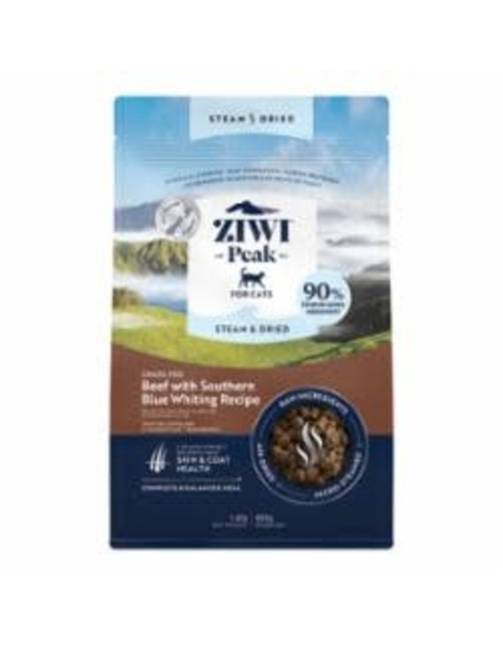 Ziwi Peak ZIWI PEAK CAT STEAM DRIED BEEF WITH SOUTHERN BLUE WHITING