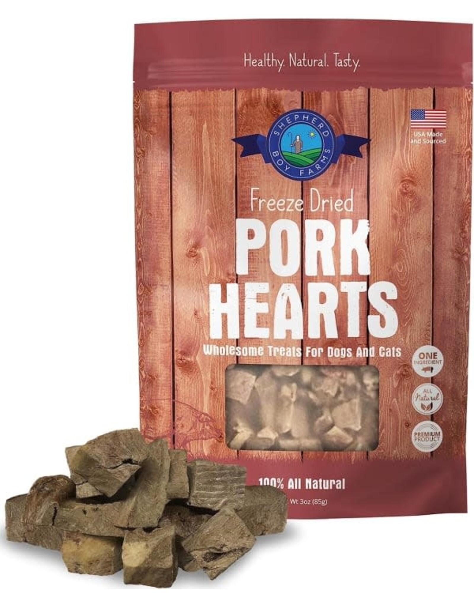 SHEPHERD BOY FARMS SHEPHERD BOY FARMS FREEZE DRIED PORK HEART TREATS 3OZ