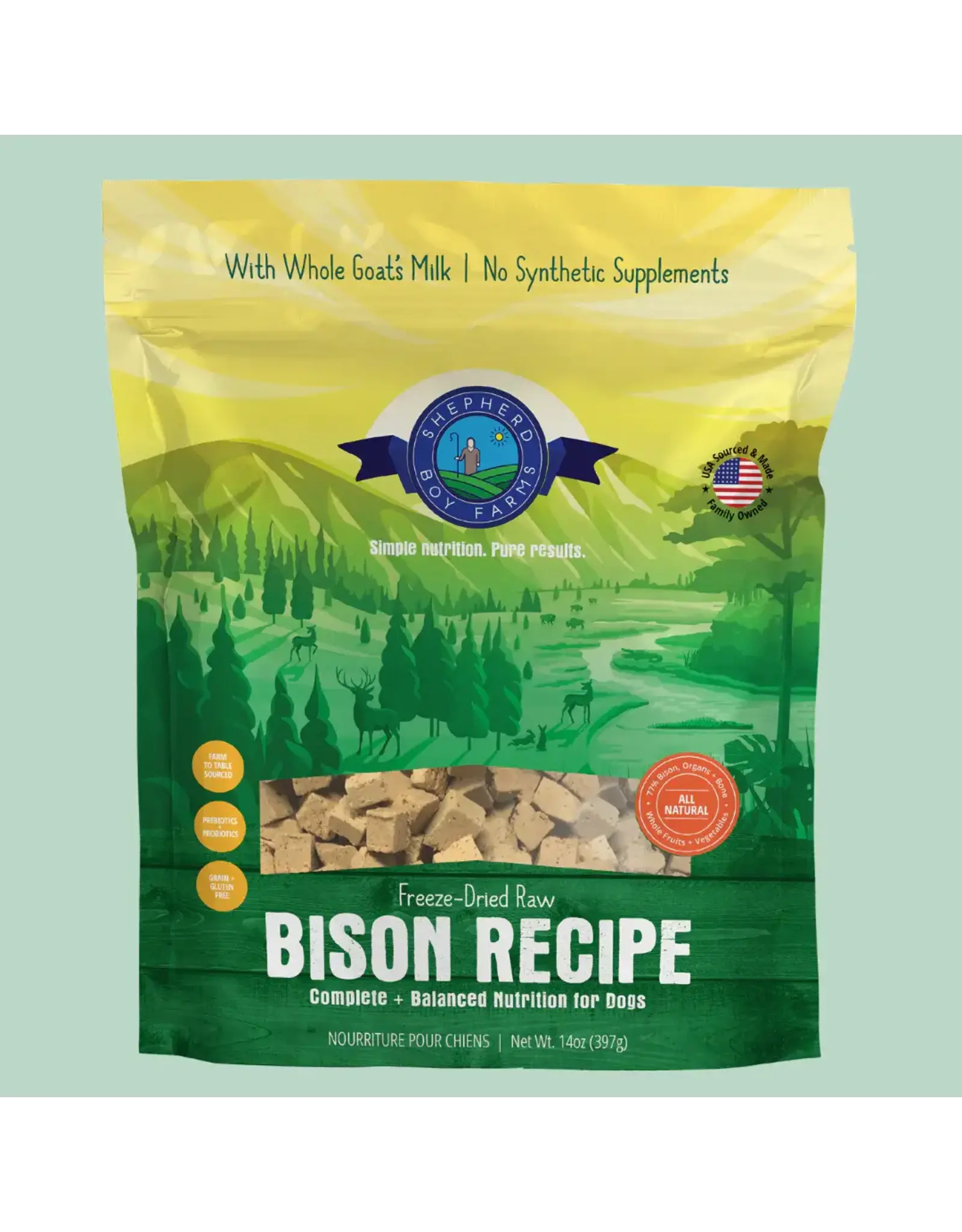 SHEPHERD BOY FARMS SHEPHERD BOY FARMS DOG FREEZE DRIED BISON DIET 14OZ