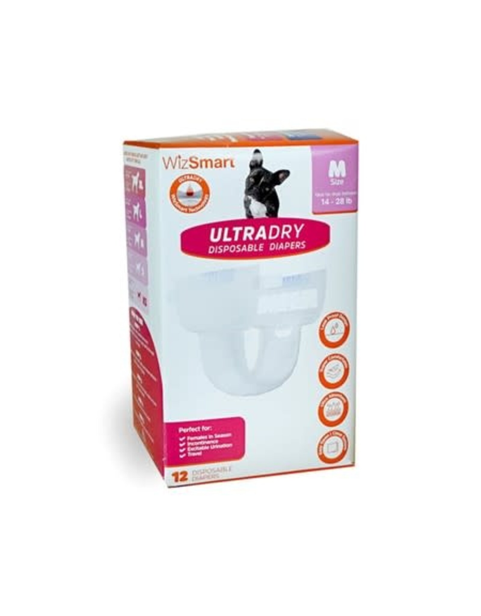 WIZSMART WIZSMART DOG ULTRADRY DISPOSABLE DIAPERS 12CT
