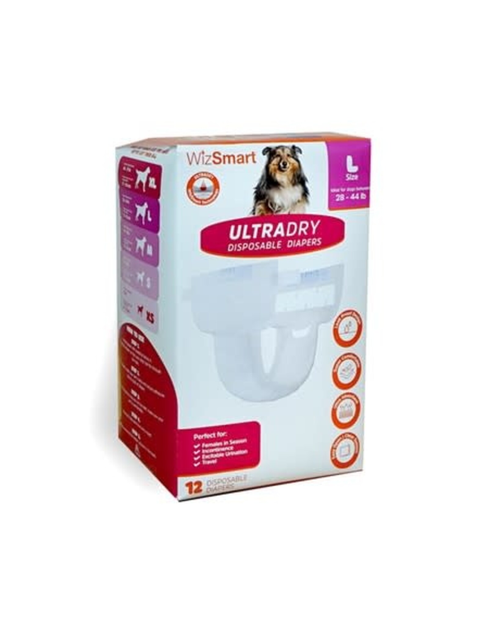 WIZSMART WIZSMART DOG ULTRADRY DISPOSABLE DIAPERS 12CT