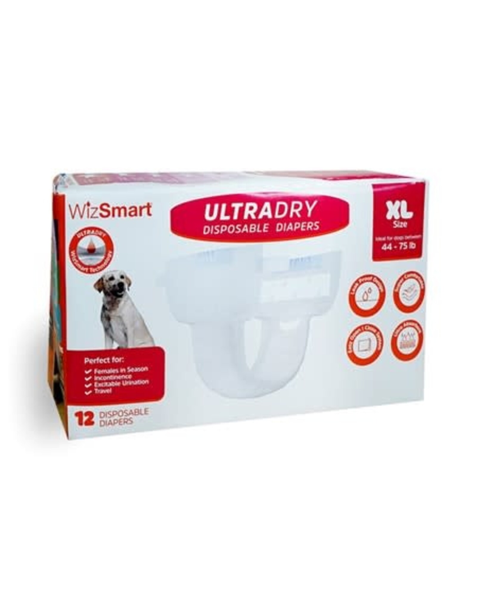 WIZSMART WIZSMART DOG ULTRADRY DISPOSABLE DIAPERS 12CT