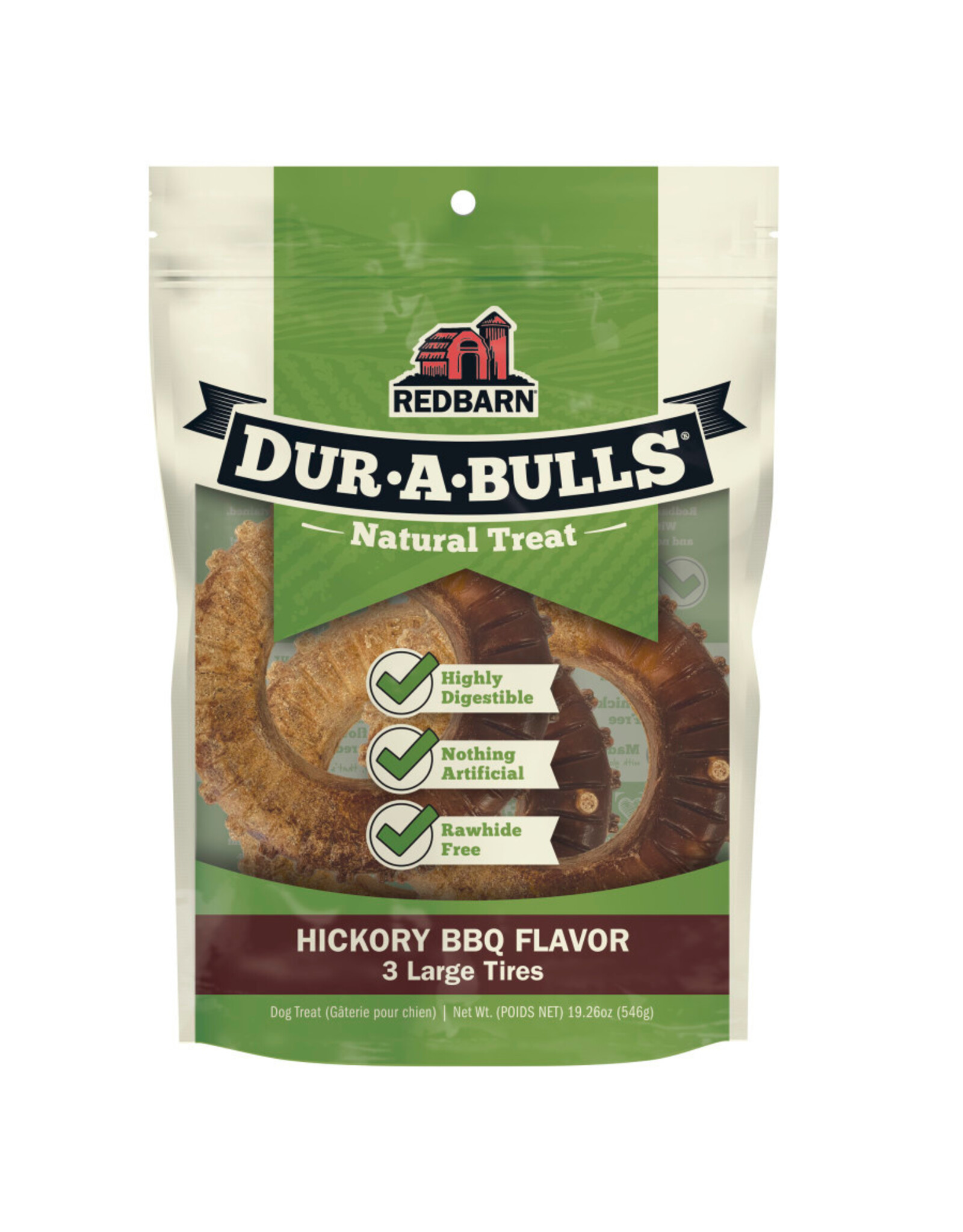 REDBARN REDBARN DUR-A-BULLS TIRE HICKORY BBQ LARGE 3PK