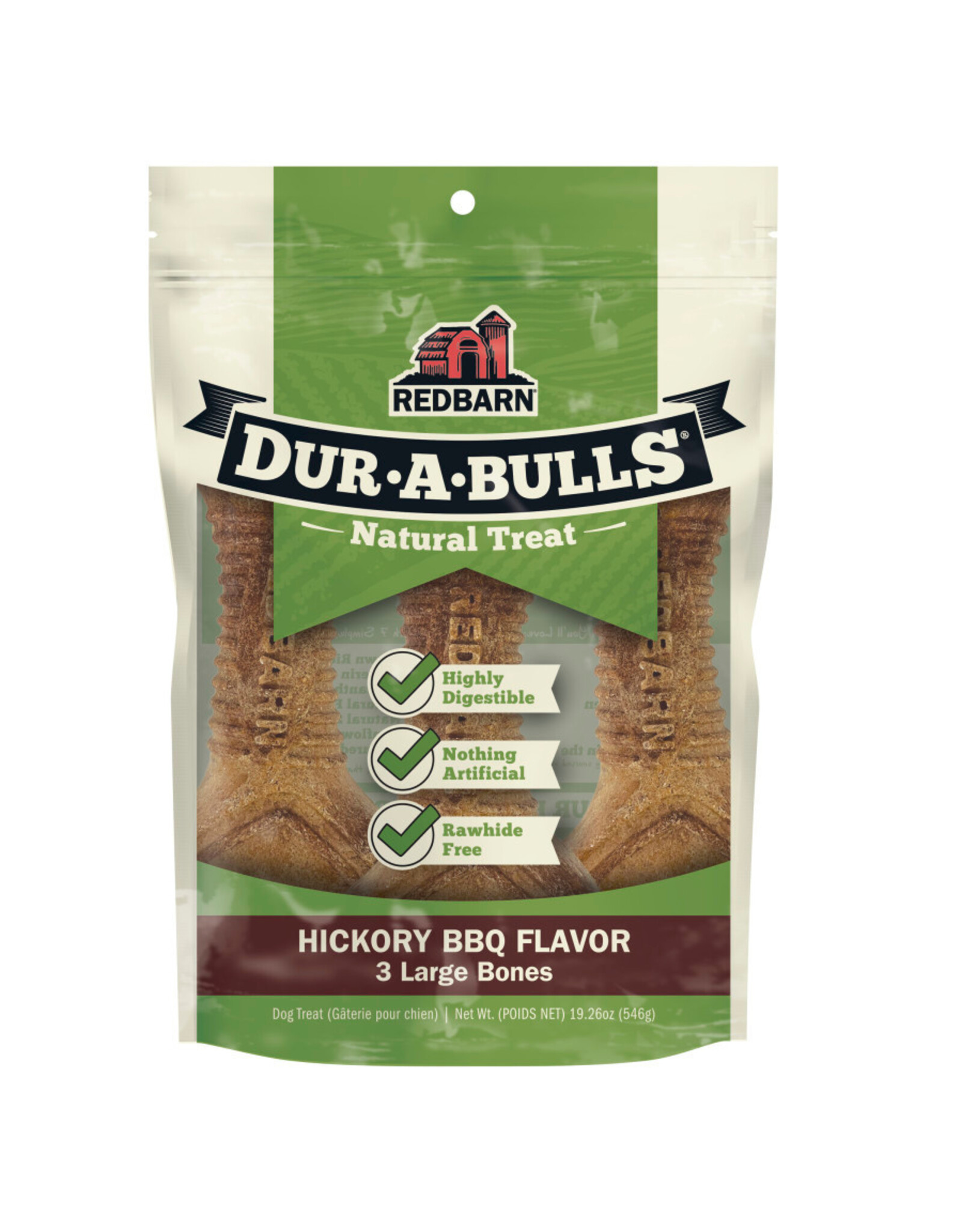 REDBARN REDBARN DUR-A-BULLS BONE HICKORY BBQ LARGE 3PK