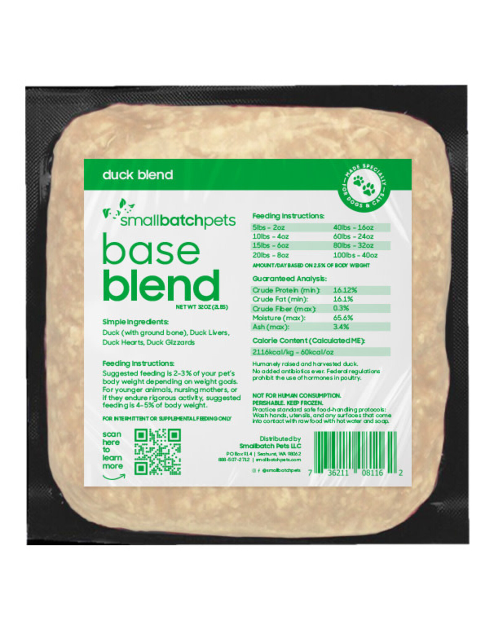 Smallbatch SMALLBATCH FROZEN RAW DUCK BLEND 2LB