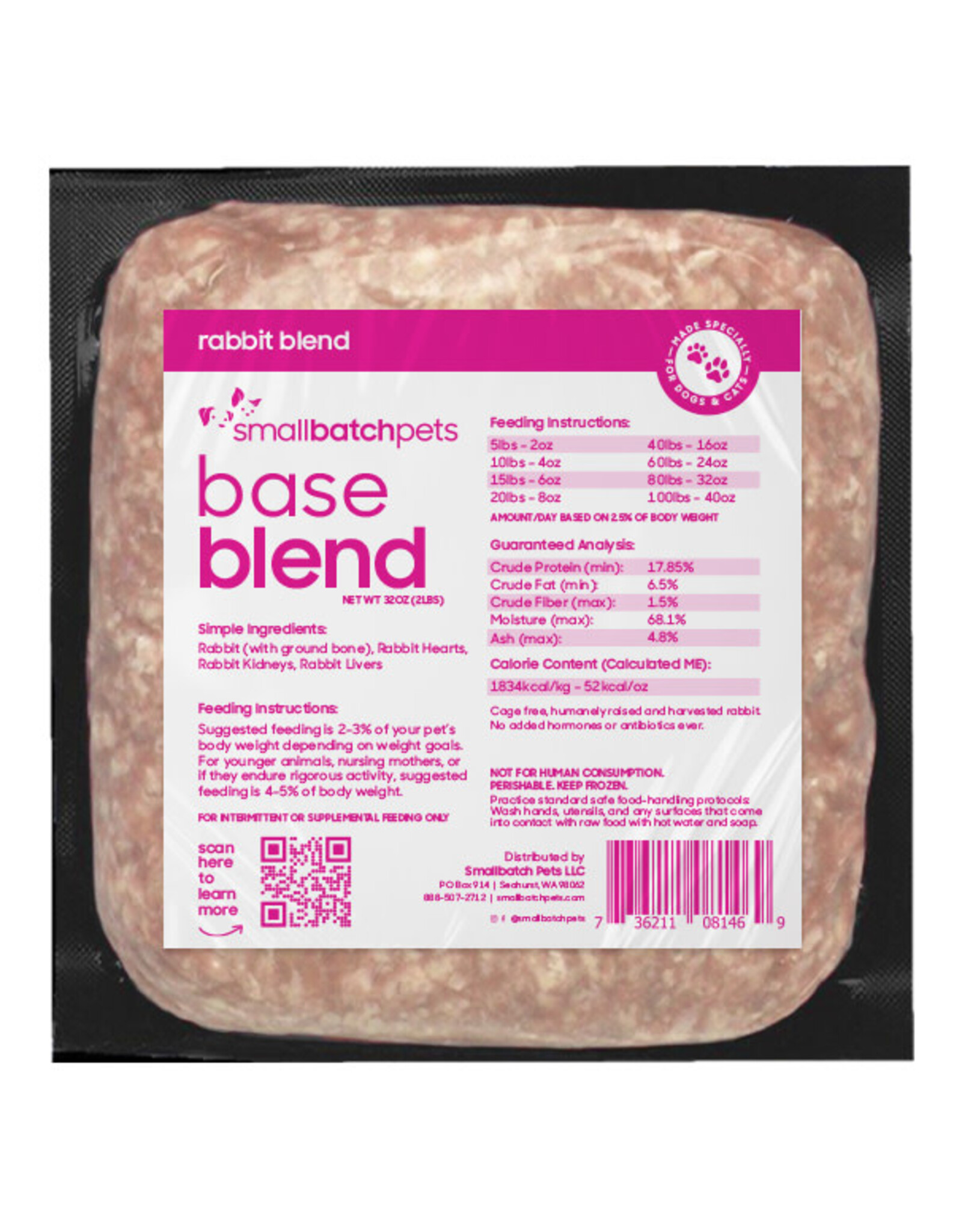 Smallbatch SMALLBATCH FROZEN RAW RABBIT BLEND 2LB