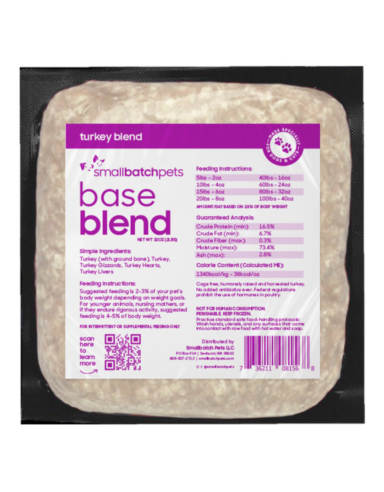 Smallbatch SMALLBATCH FROZEN RAW TURKEY BLEND 2LB