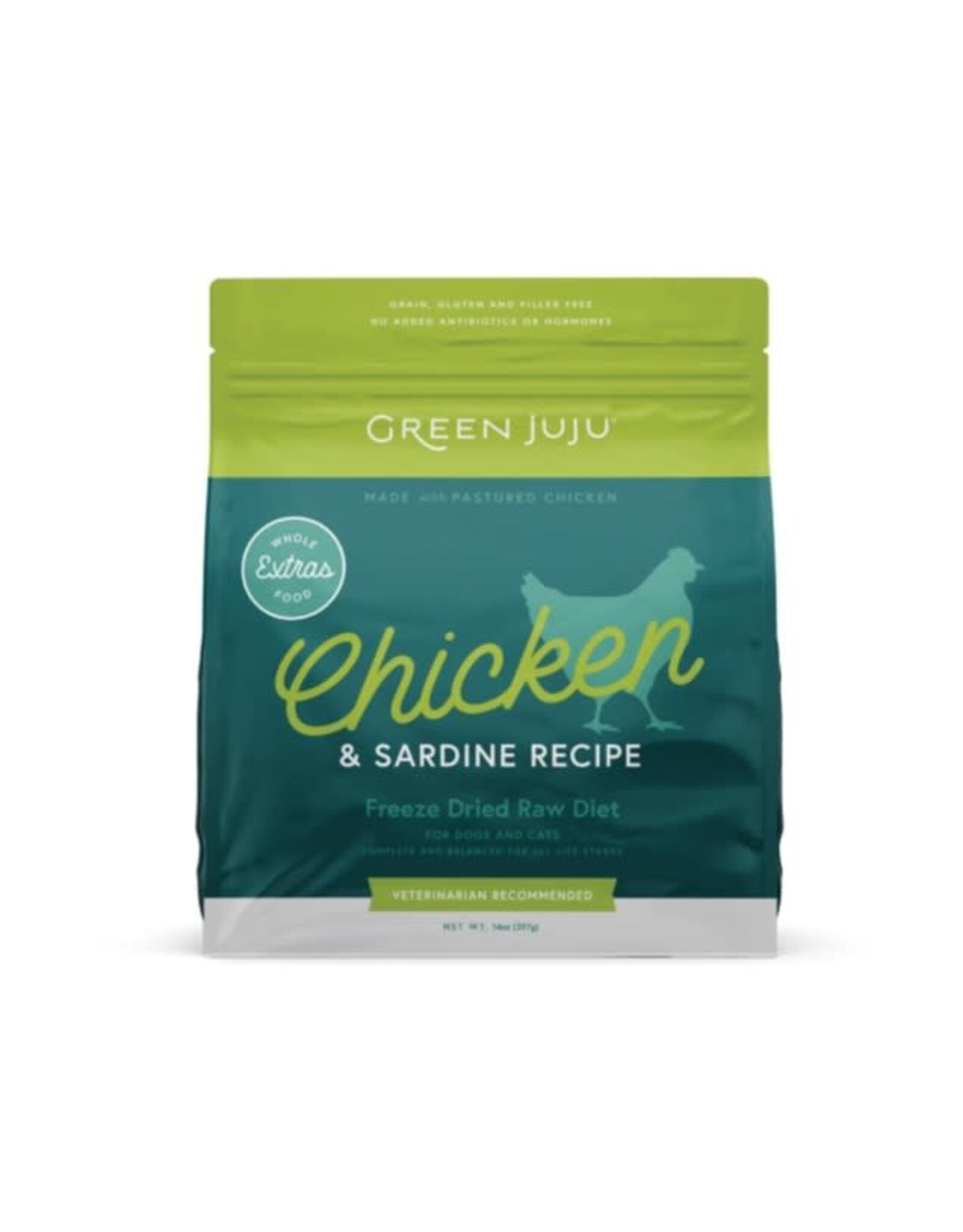 Green Juju Kitchen GREEN JUJU FREEZE DRIED DOG EXTRAS CHICKEN & SARDINE DIET 14OZ