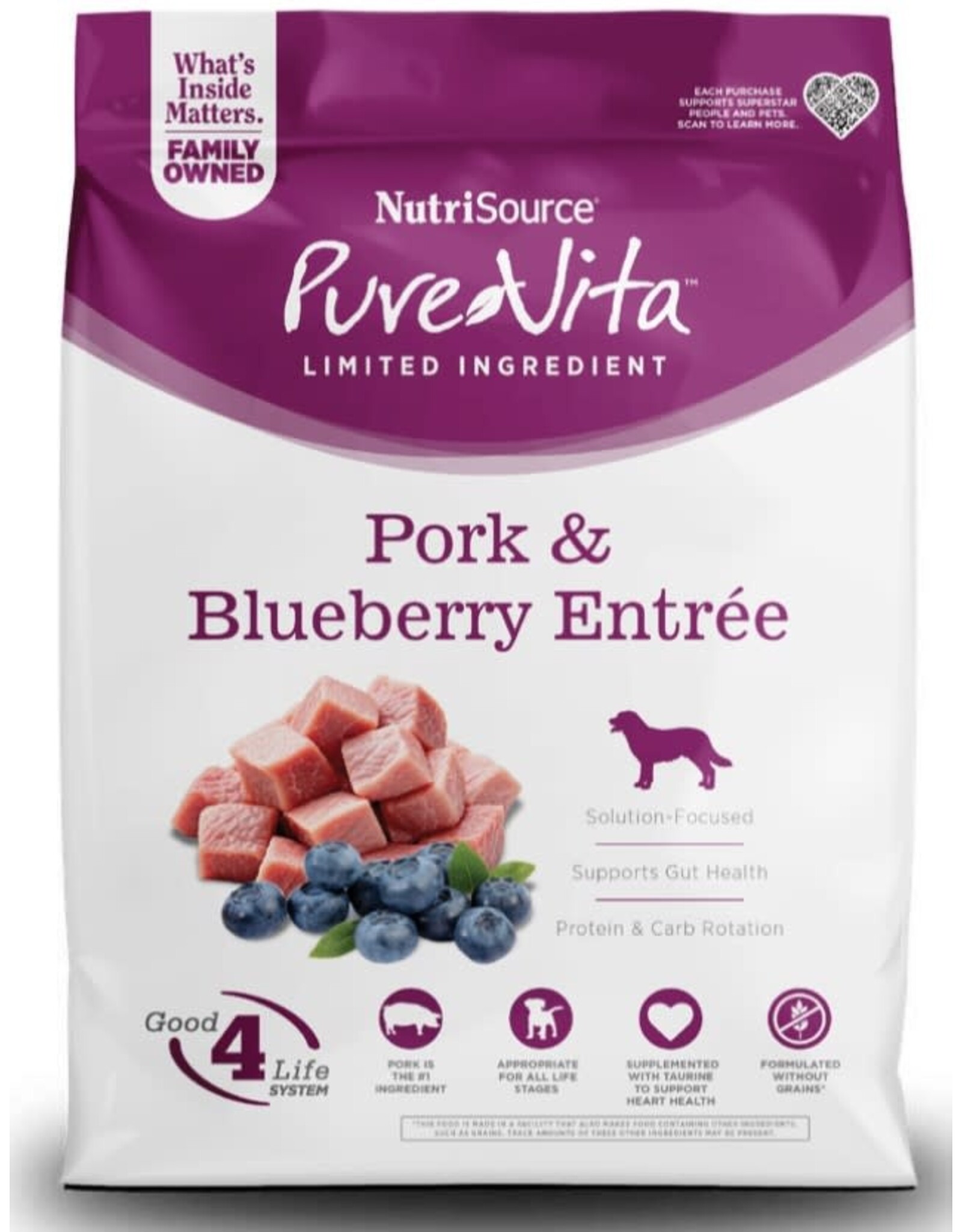 NutriSource Pet Foods PUREVITA DOG GRAIN FREE PORK & BLUEBERRY ENTREE