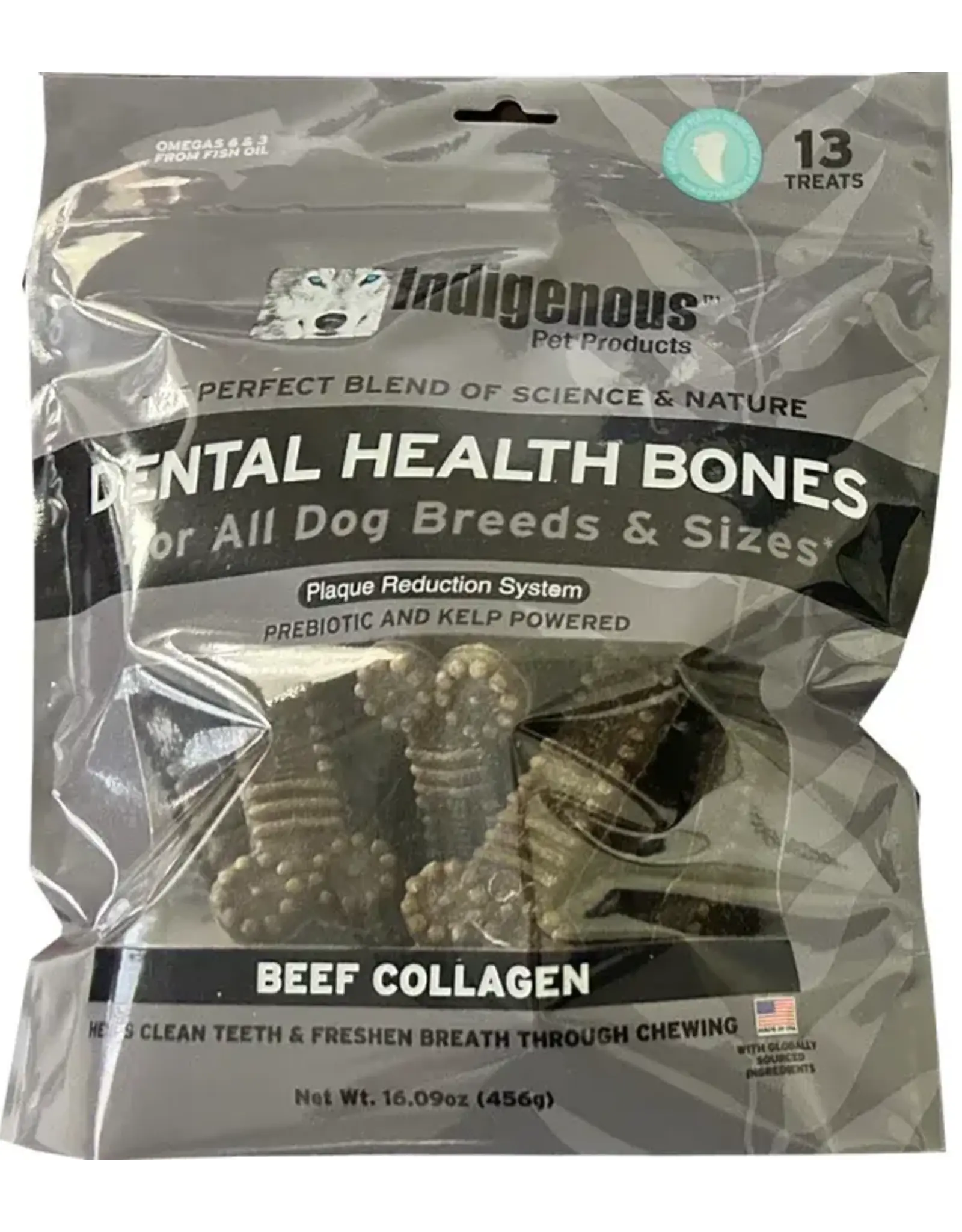 Indigenous Pet Products INDIGENOUS DENTAL HEALTH BONES BEEF COLLAGEN  FLAVOR 13-COUNT