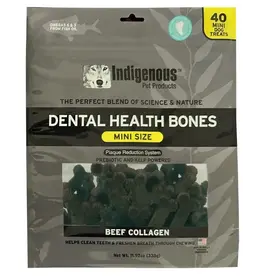 Indigenous Pet Products INDIGENOUS DENTAL HEALTH BONES MINI SIZE BEEF COLLAGEN FLAVOR 40-COUNT