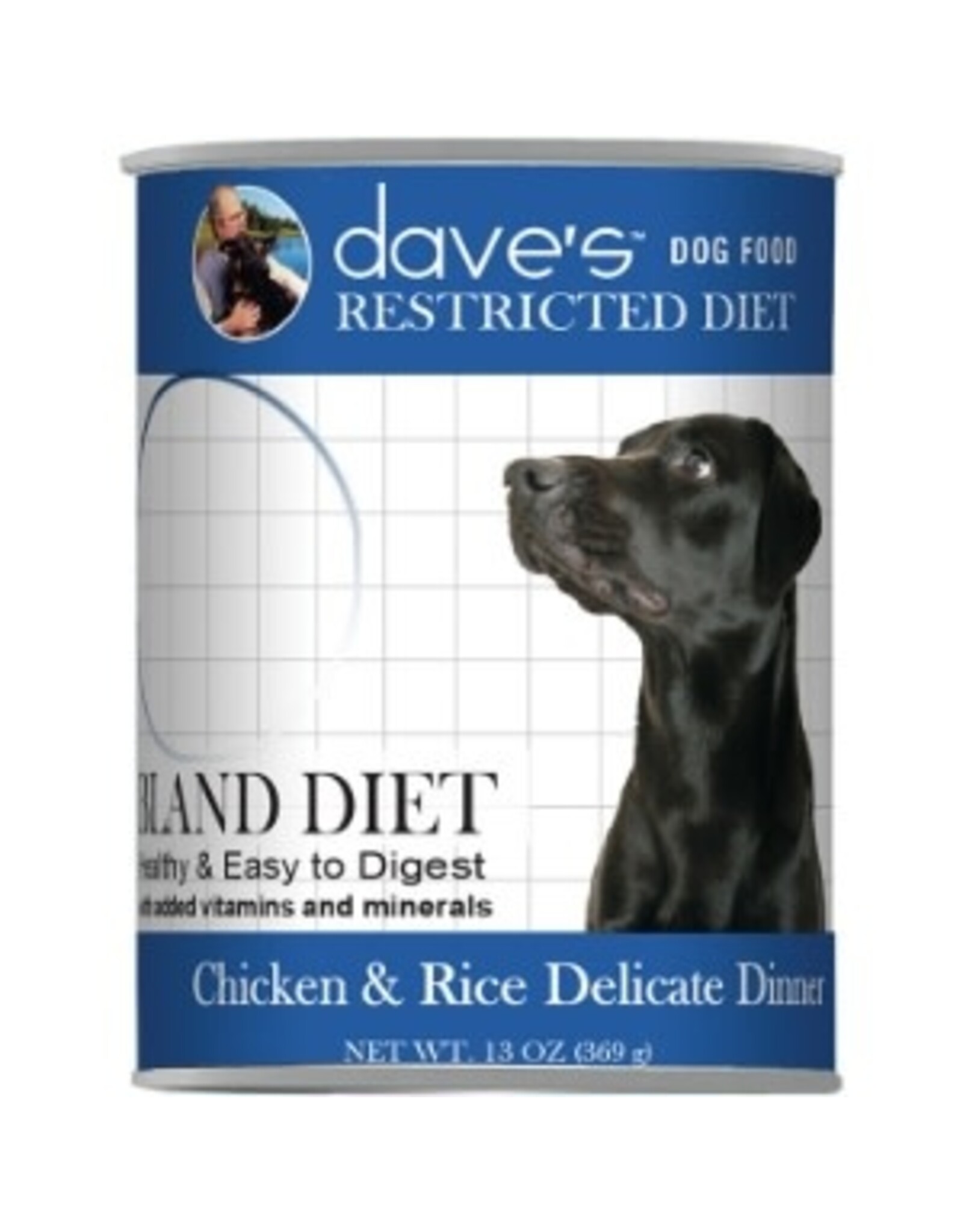 Dave's Pet Food DAVE'S DOG RESTRICTED DIET BLAND CHICKEN & RICE DELICATE DINNER 13.2OZ