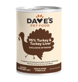 Dave's Pet Food DAVE’S DOG 95% PREMIUM TURKEY, TURKEY LIVER & TURKEY BROTH 12.5OZ