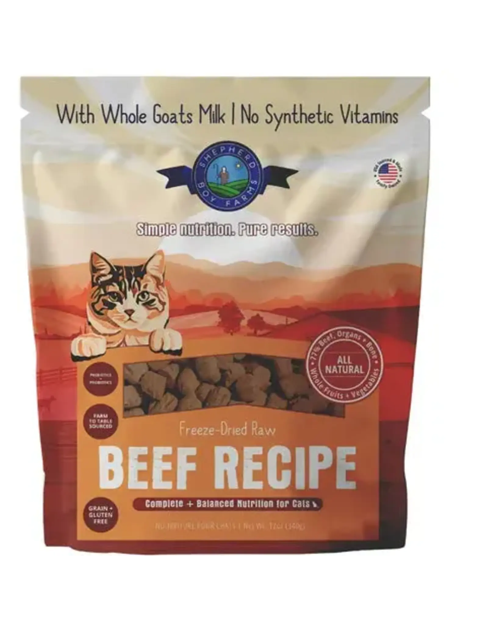 SHEPHERD BOY FARMS SHEPHERD BOY FARMS FREEZE DRIED CAT BEEF 12OZ