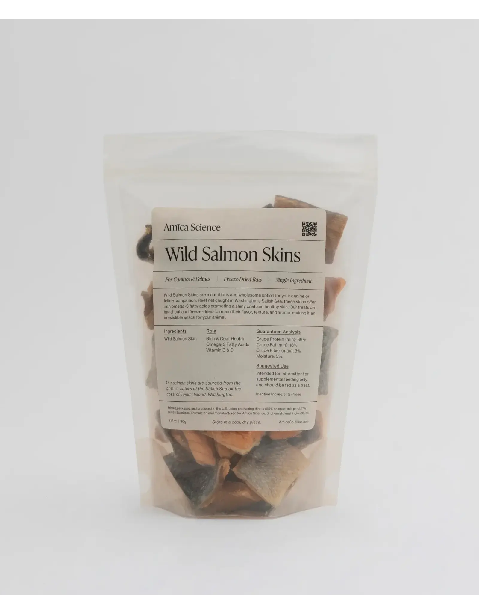 AMICA SCIENCE AMICA SCIENCE FREEZE DRIED WILD SALMON SKINS 90G