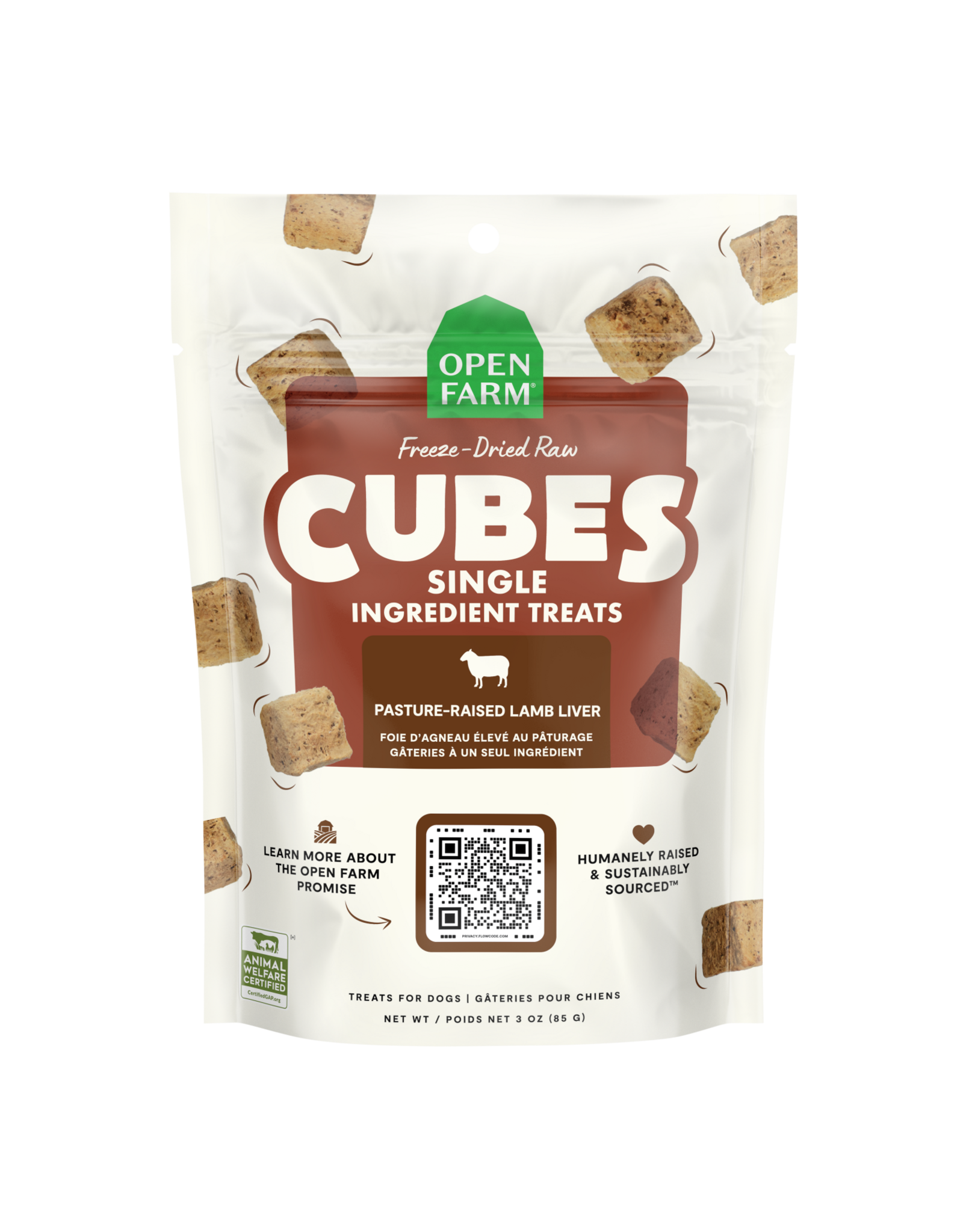 Open Farm OPEN FARM DOG CUBES LAMB LIVER FD TREAT 3OZ