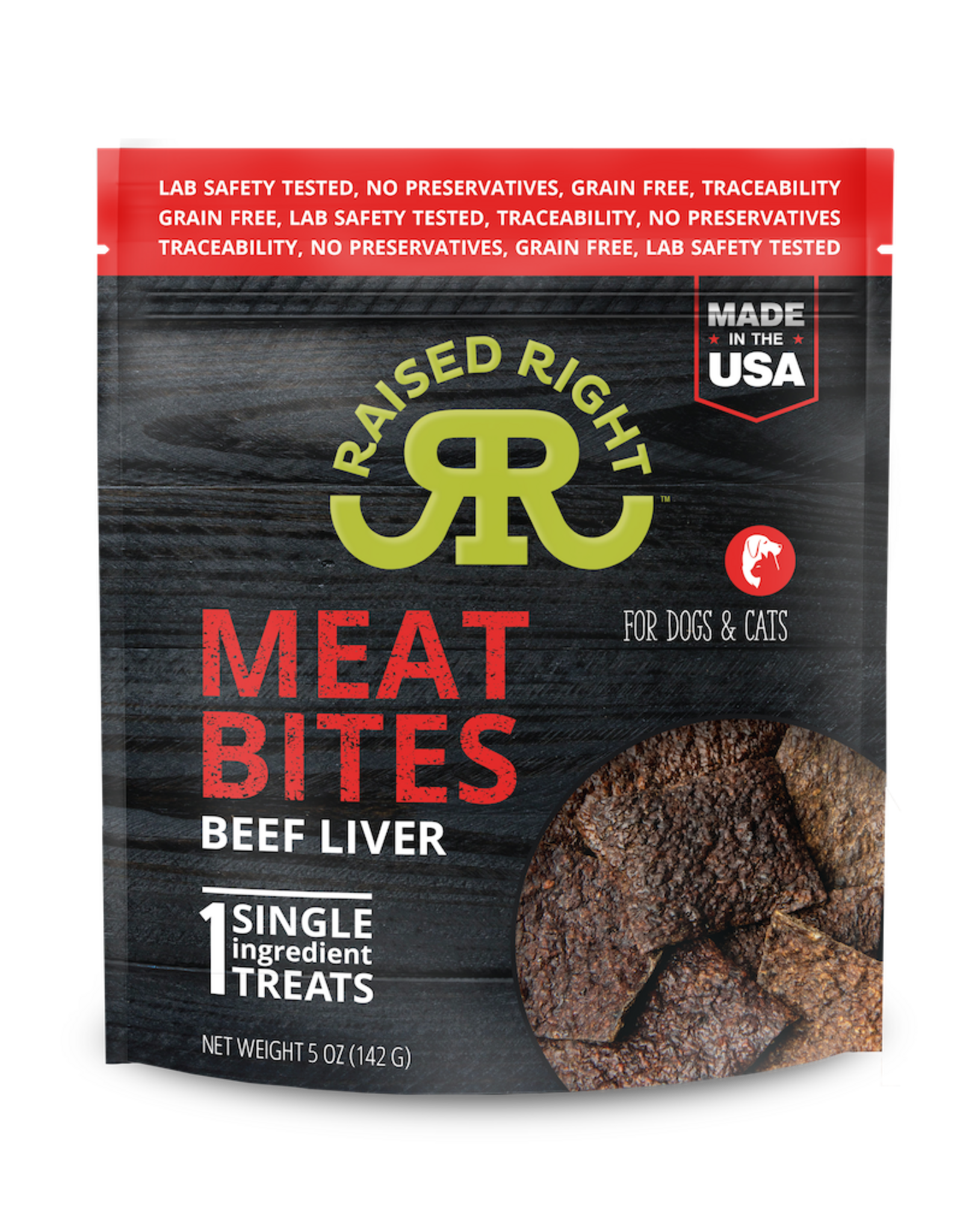 Raised Right RAISED RIGHT DOG CAT BEEF LIVER BITES TREAT 5OZ