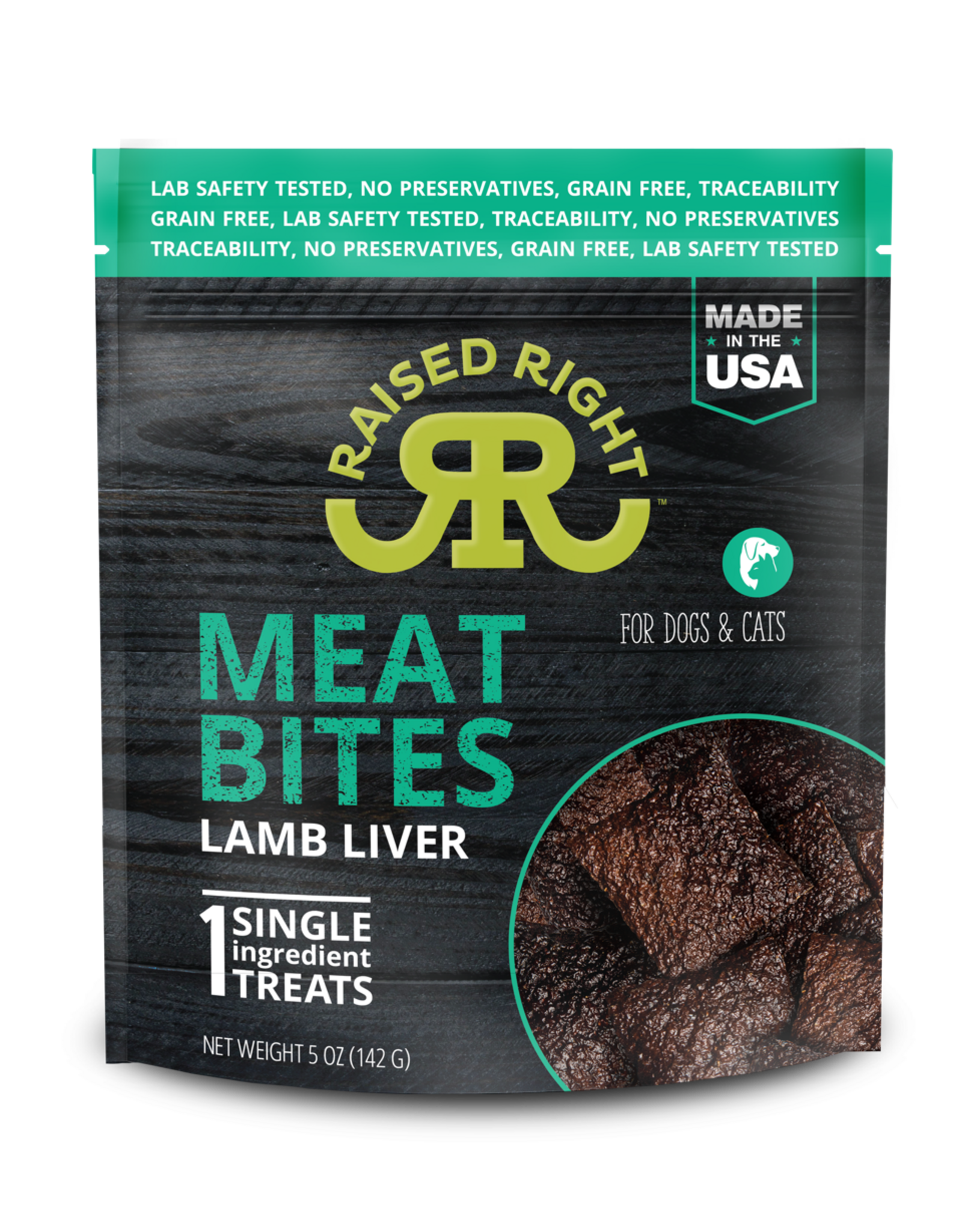 Raised Right RAISED RIGHT DOG CAT LAMB LIVER BITES TREAT 5OZ