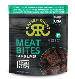 Raised Right RAISED RIGHT DOG CAT LAMB LIVER BITES TREAT 5OZ