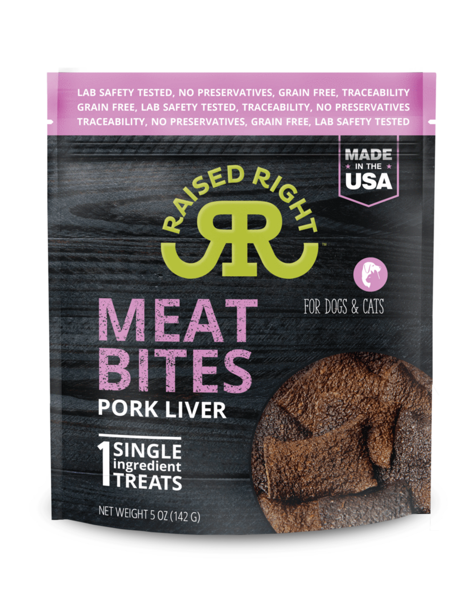 Raised Right RAISED RIGHT DOG CAT PORK LIVER BITES TREAT 5OZ