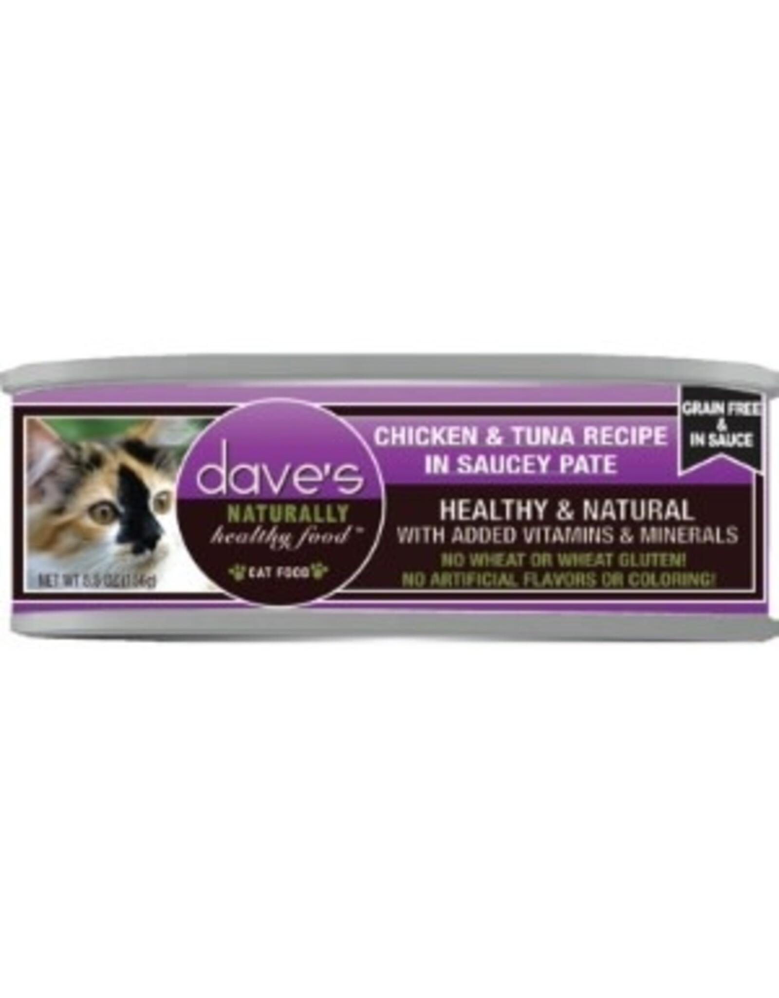Dave's Pet Food DAVE'S CAT  SAUCEY PATE CHICKEN & TUNA 5.5OZ