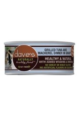 Dave's Pet Food DAVE'S CAT NATURALLY HEALTHY FOOD GRILLED TUNA AND MACKEREL DINNER IN GRAVY 5.5OZ