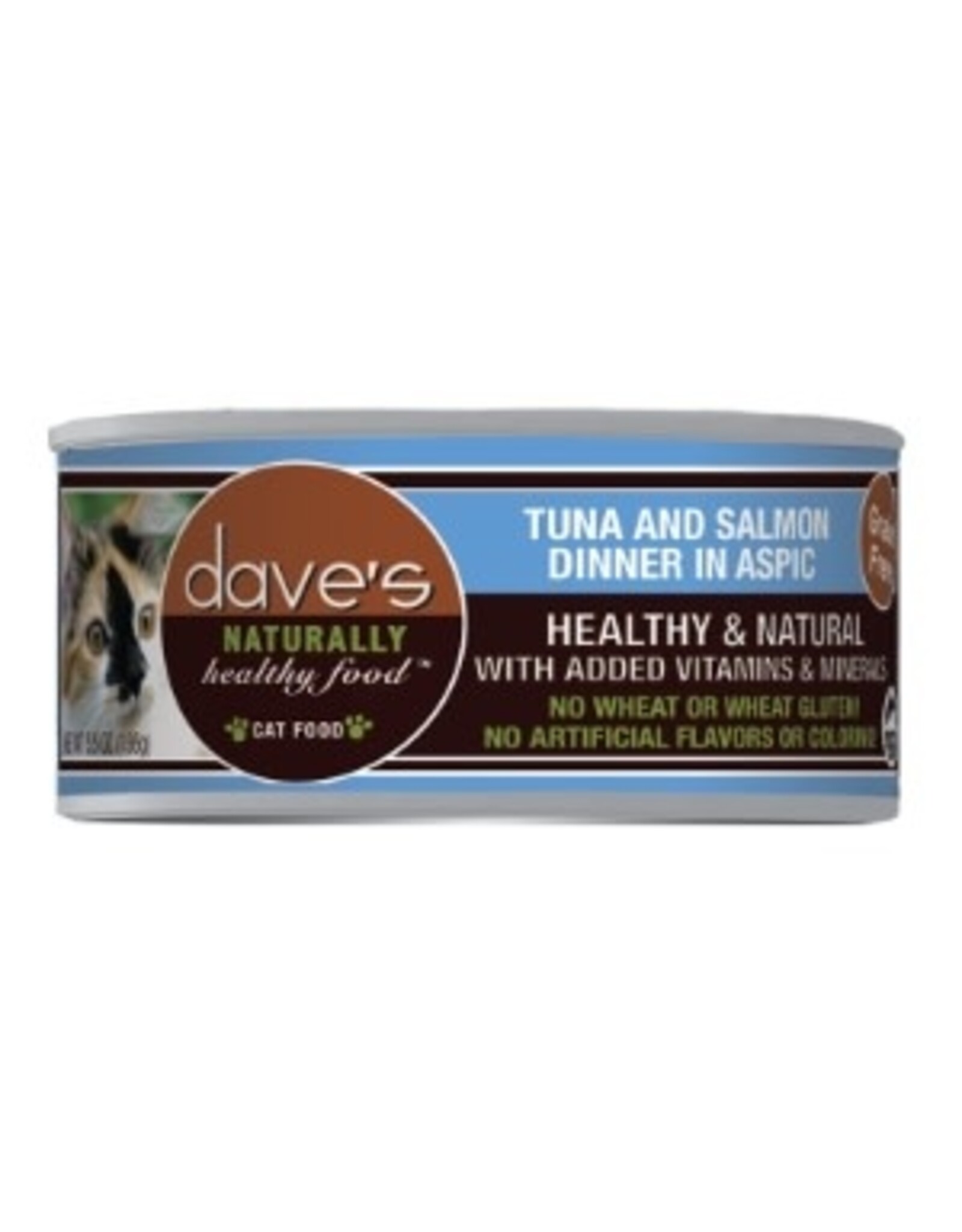Dave's Pet Food DAVE'S CAT NATURALLY HEALTHY FOOD TUNA AND SALMON DINNER IN ASPIC 5.5OZ