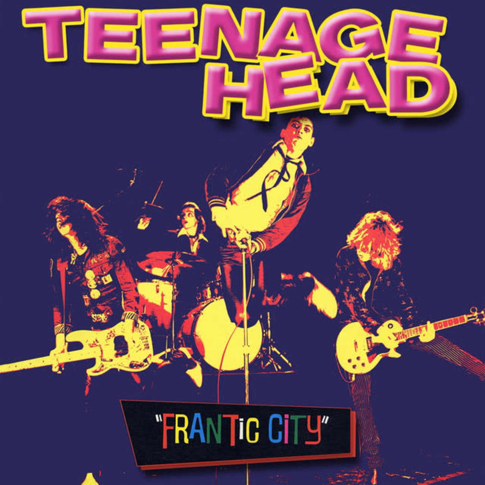Vinyl Teenage Head - Frantic City (pink with blue & yellow swirl)