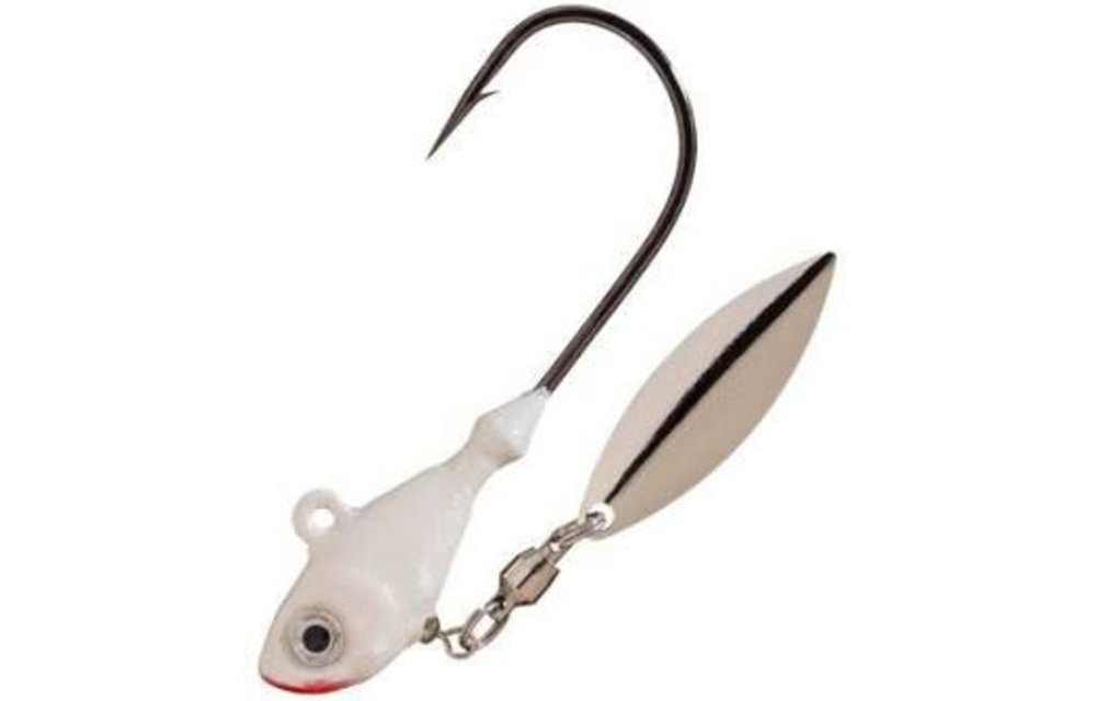 oz, 5/0 Hook, Pearl White Fish Head 1100807 Spin Jighead, 1/2