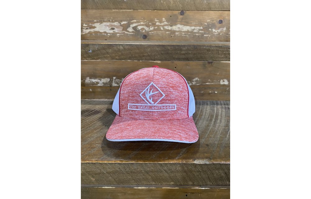 Split Red Heather White Embroidered Antler White Stitching L/XL