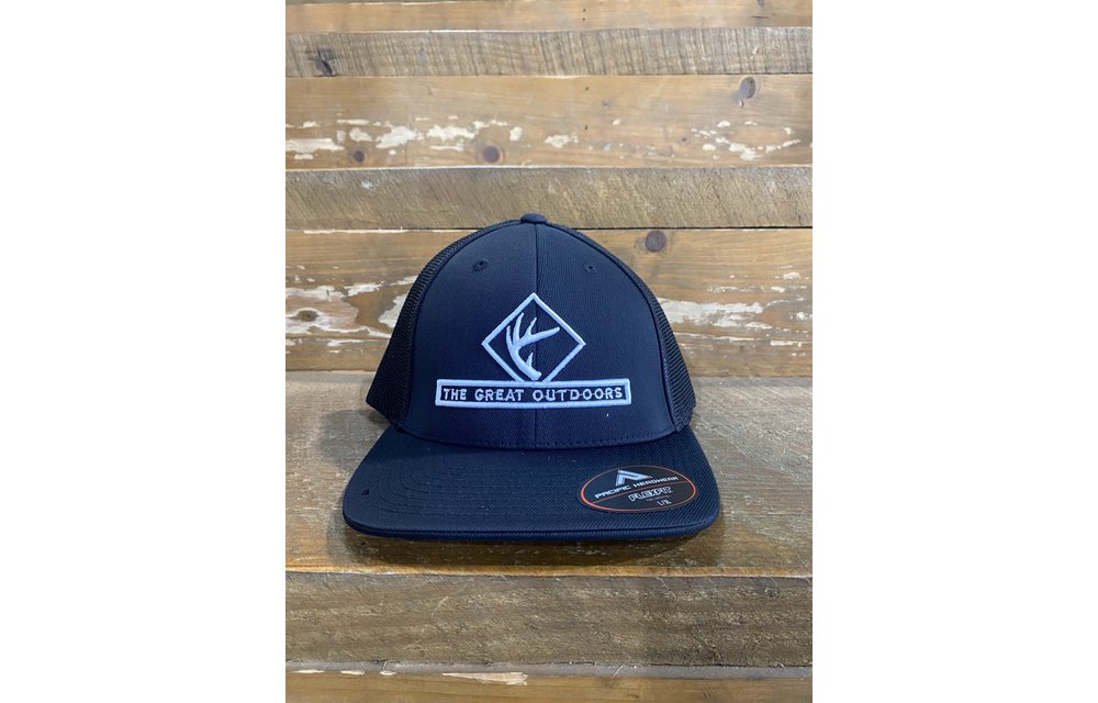 Split Solid Black Embroidered Antler White Stitching L/XL