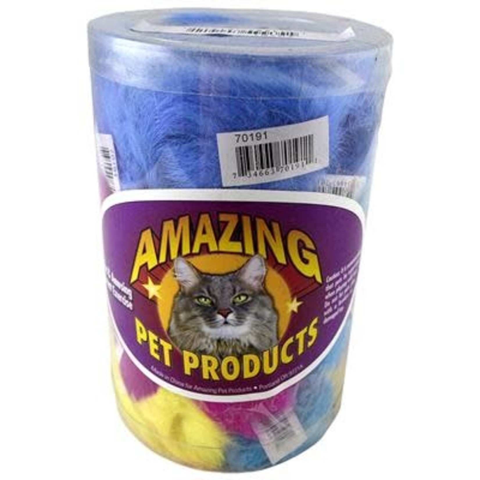 Amazing Pet Products Real Fur Colourful 2" Cat Toy each