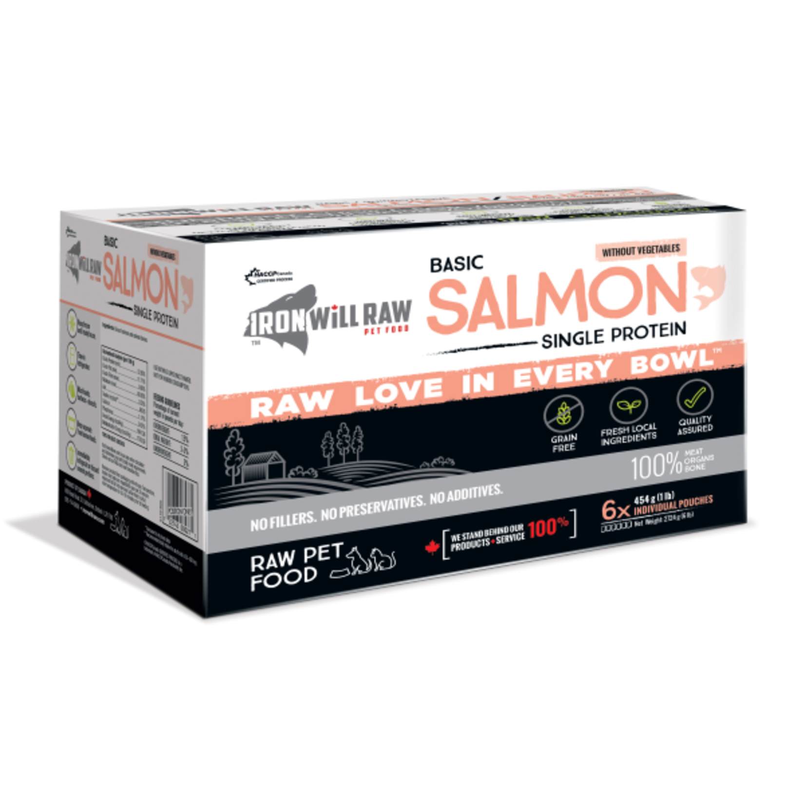 IRON WILL RAW Iron Will Raw Dog GF Basic Salmon Single Protein 6/1 lb