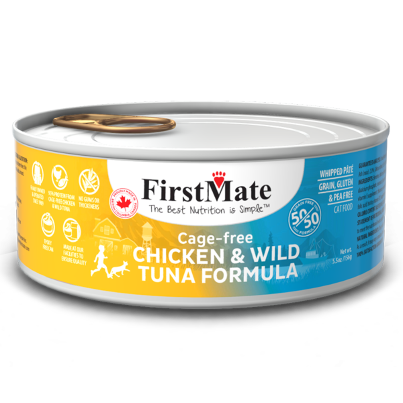 First Mate FirstMate Cat GF 50/50 Cage Free Chicken/Wild Tuna 5.5 oz