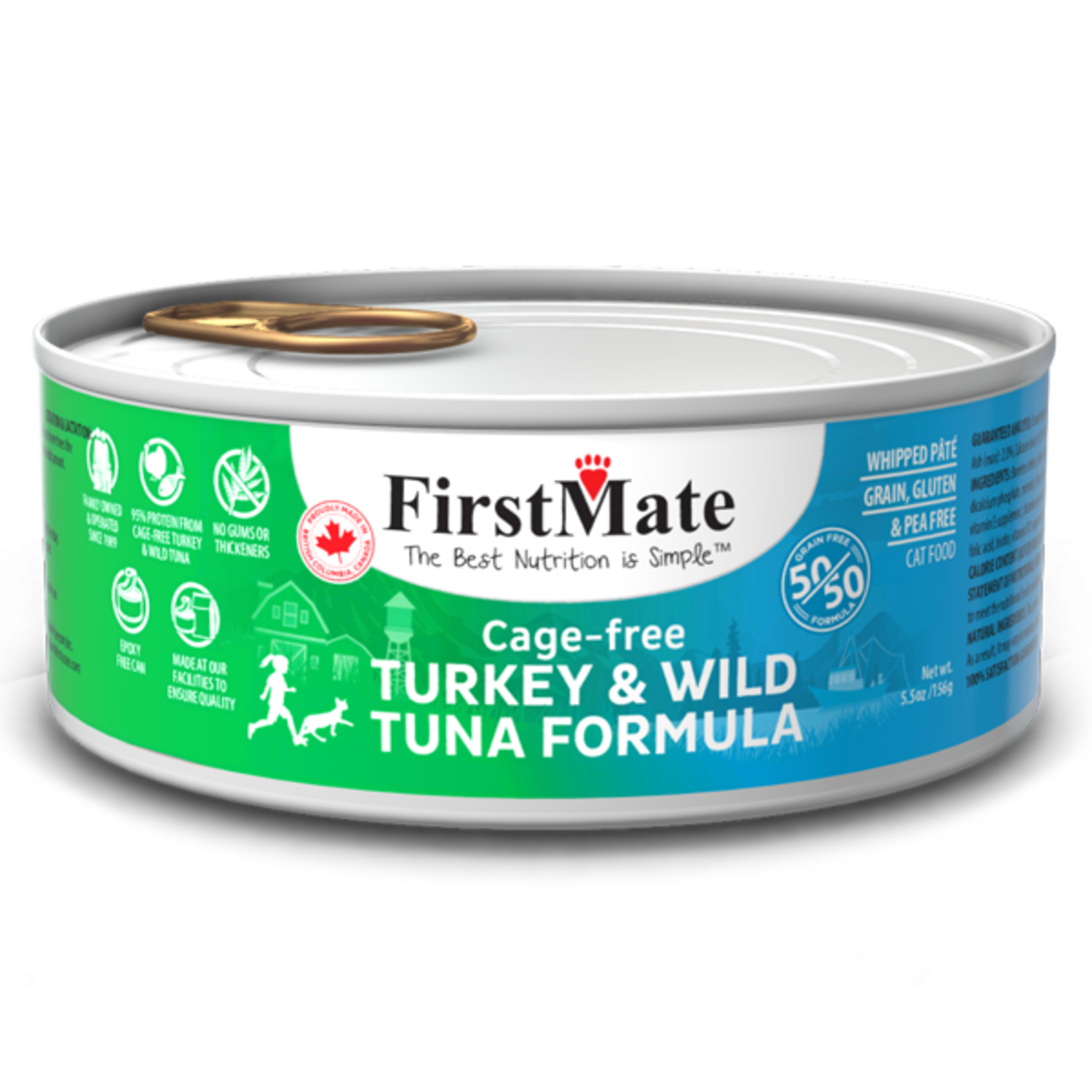 First Mate FirstMate Cat GF 50/50 Cage Free Turkey/Wild Tuna 5.5 oz