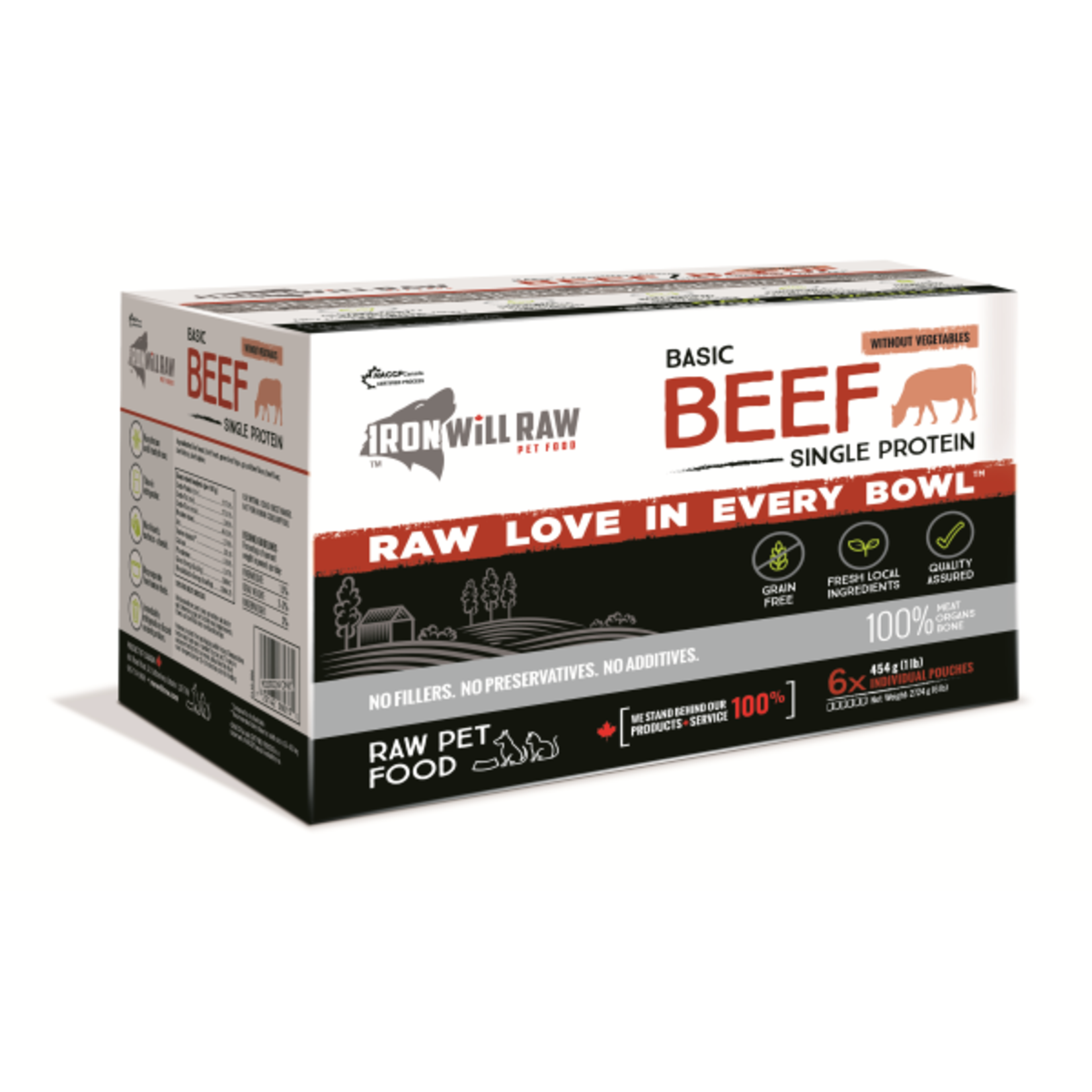 IRON WILL RAW Iron Will Raw Dog GF Basic Beef Single Protein 6/1 lb