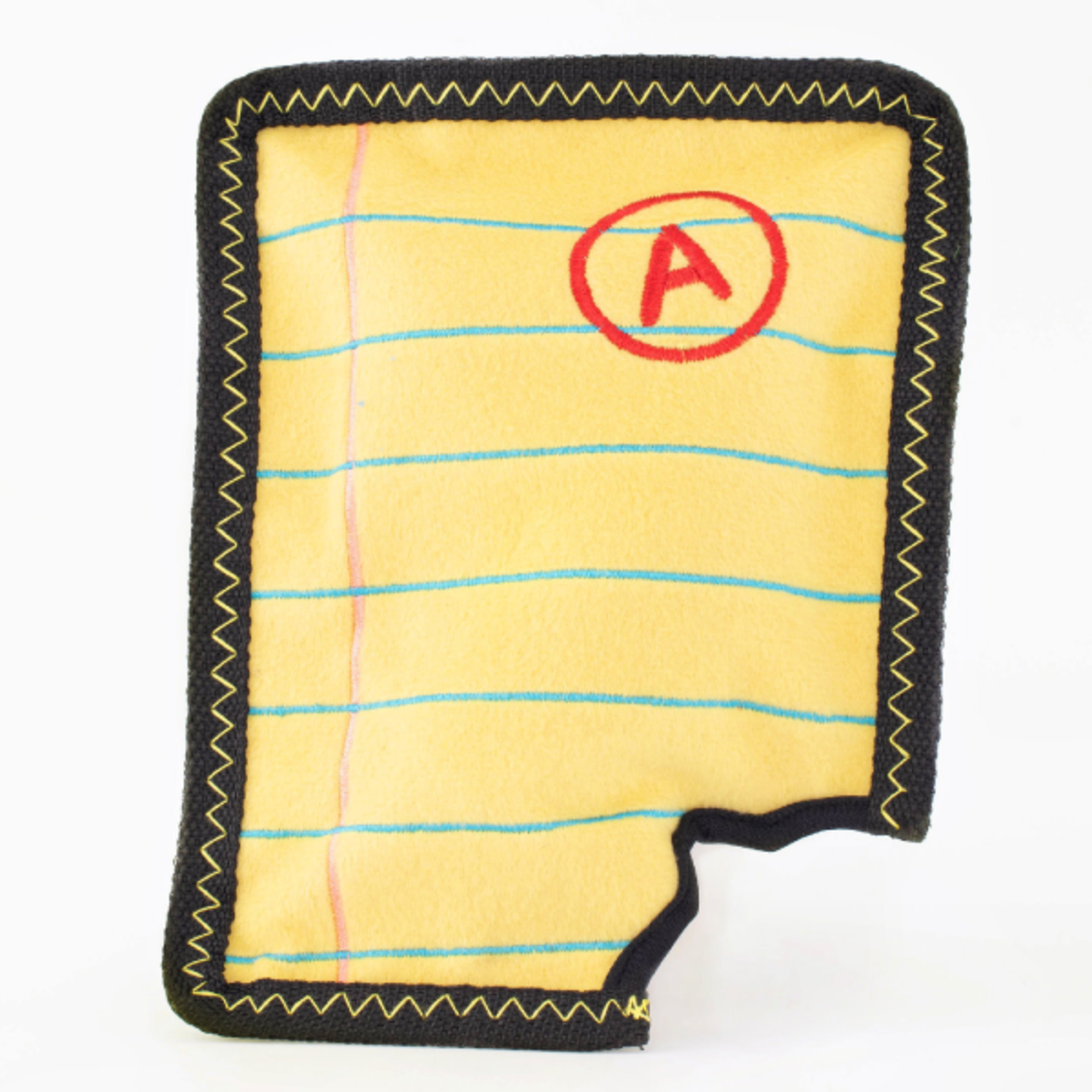 Zippy Paw Z-Stitch Squeaker Toy Yellow Notepad