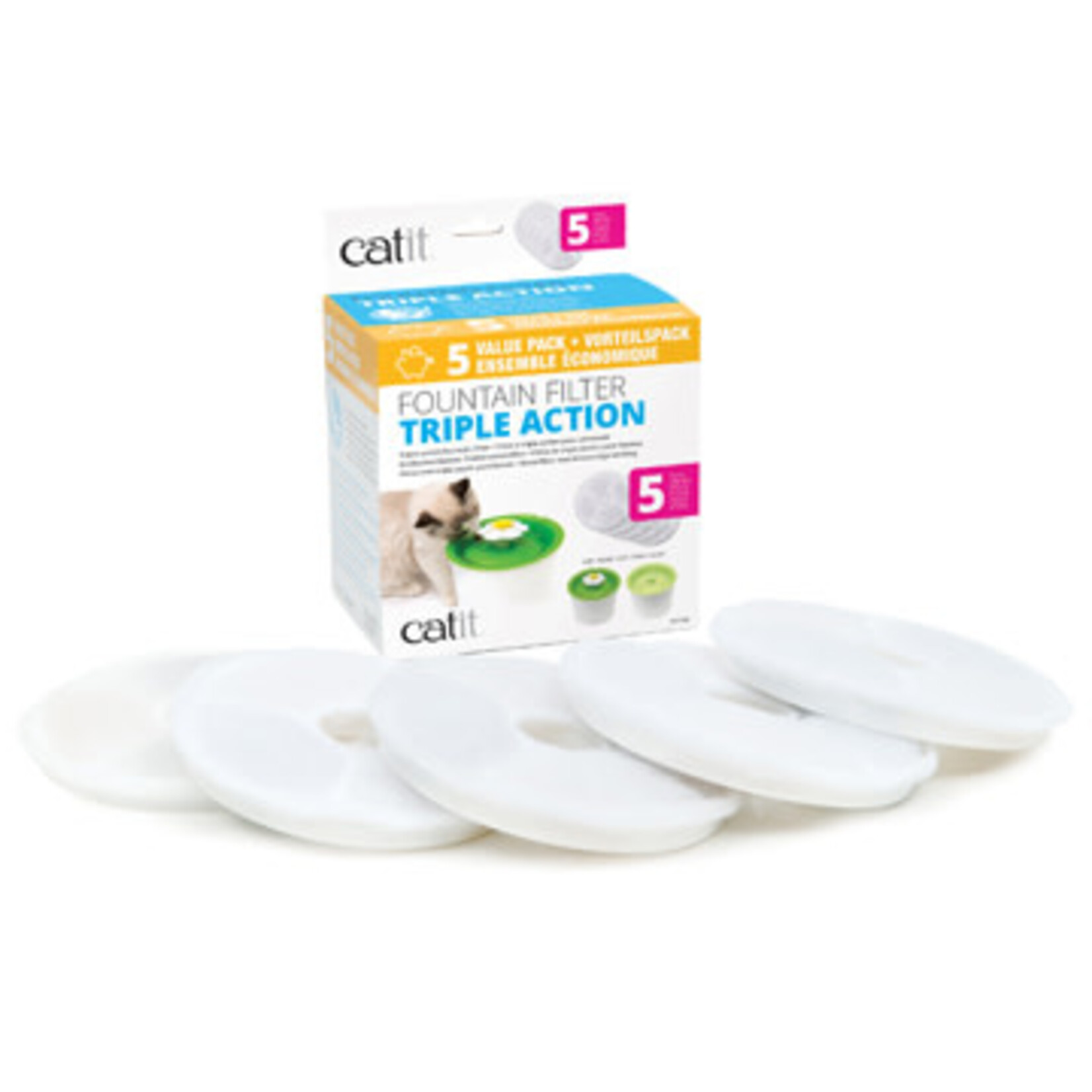CATIT Catit Triple Action Fountain Filter - 5 pack