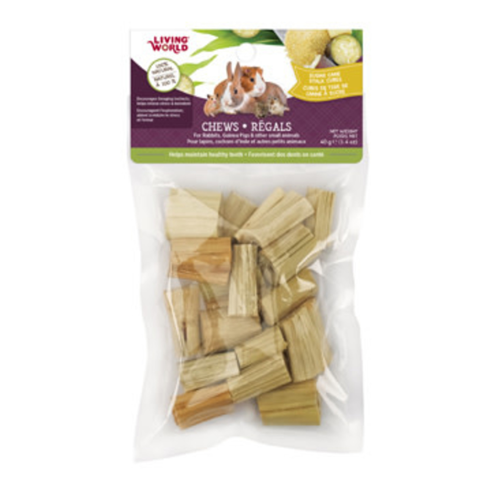 LIVING WORLD Living World Small Animal Chews - Sugarcane Stalk Cubes - 40 g