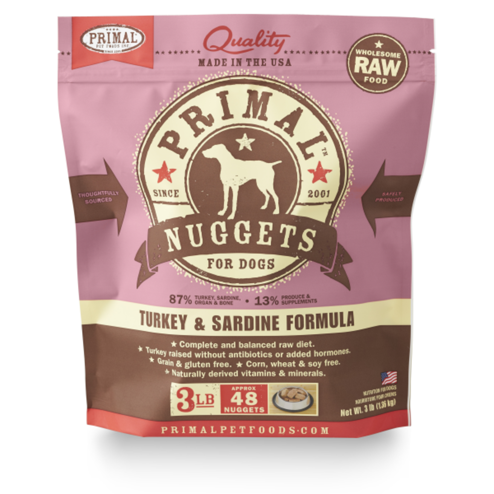 Primal Pet Foods Primal Dog Raw Turkey Sardine Nuggets 3 lb