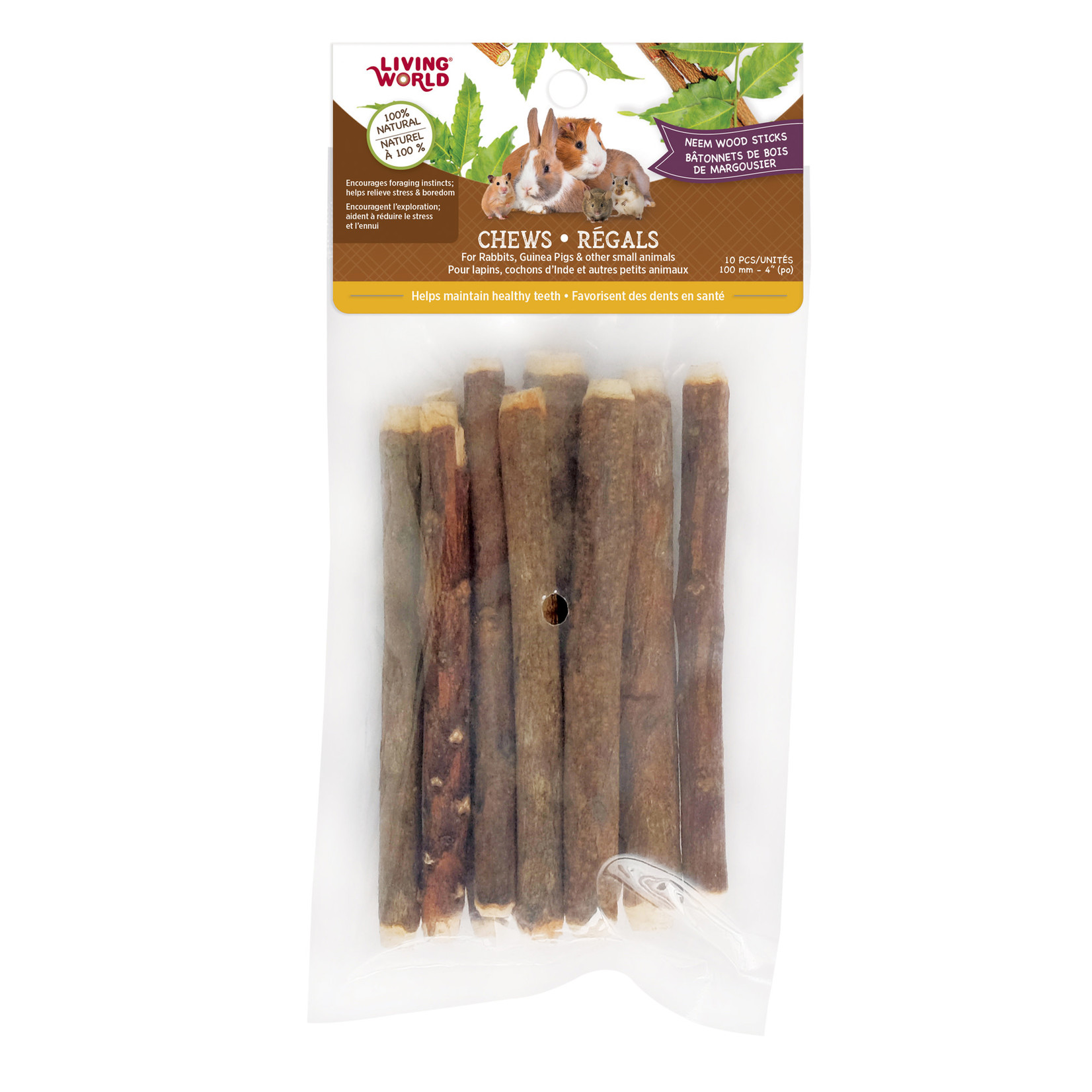 LIVING WORLD Living World Small Animal Chews - Neem Wood Sticks - 10 pieces