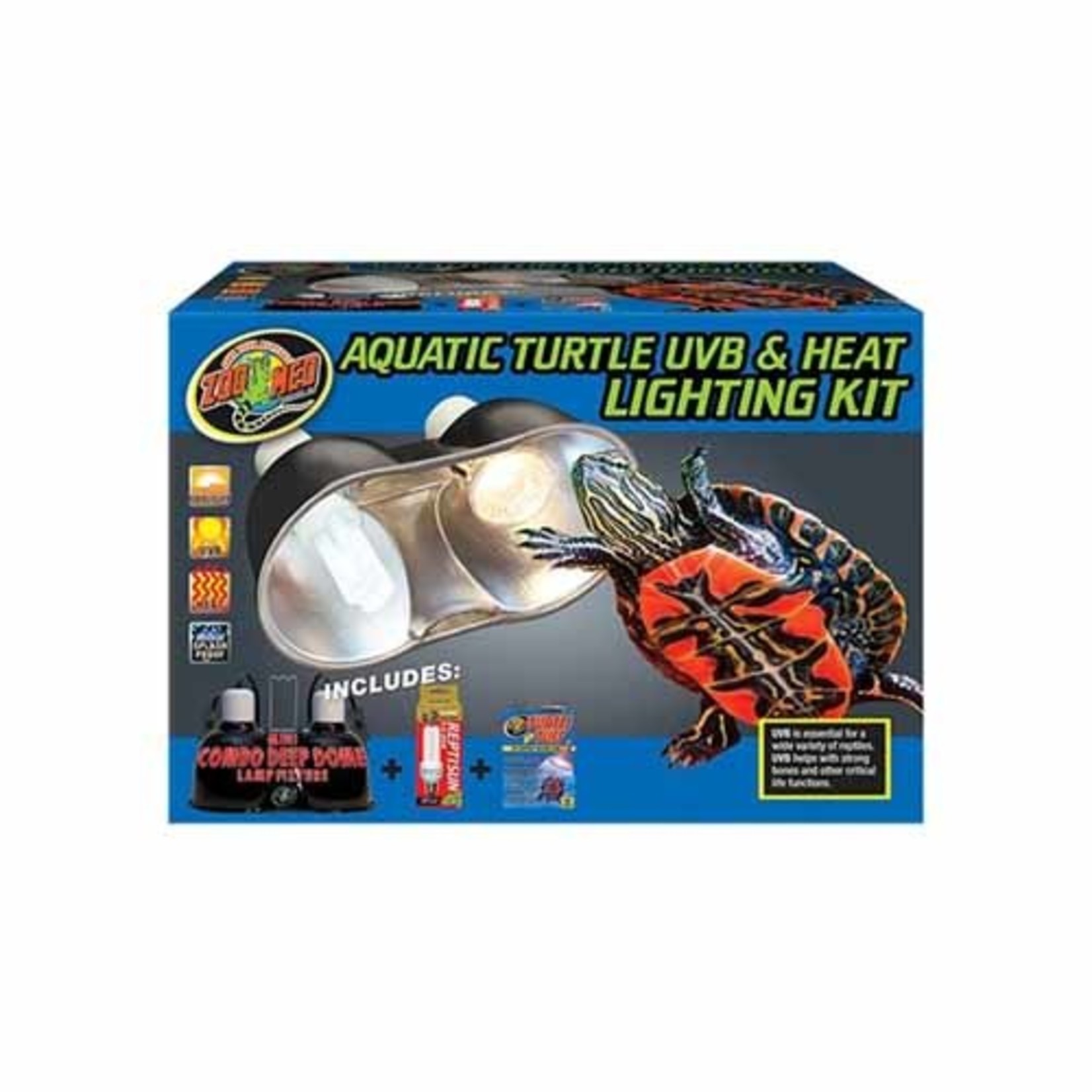 ZOO MED LABORATORIES Zoo Med Aquatic Turtle Uvb and Heat Lighting Kit with Mini Combo Dome 50w Halogen 13w Reptisun