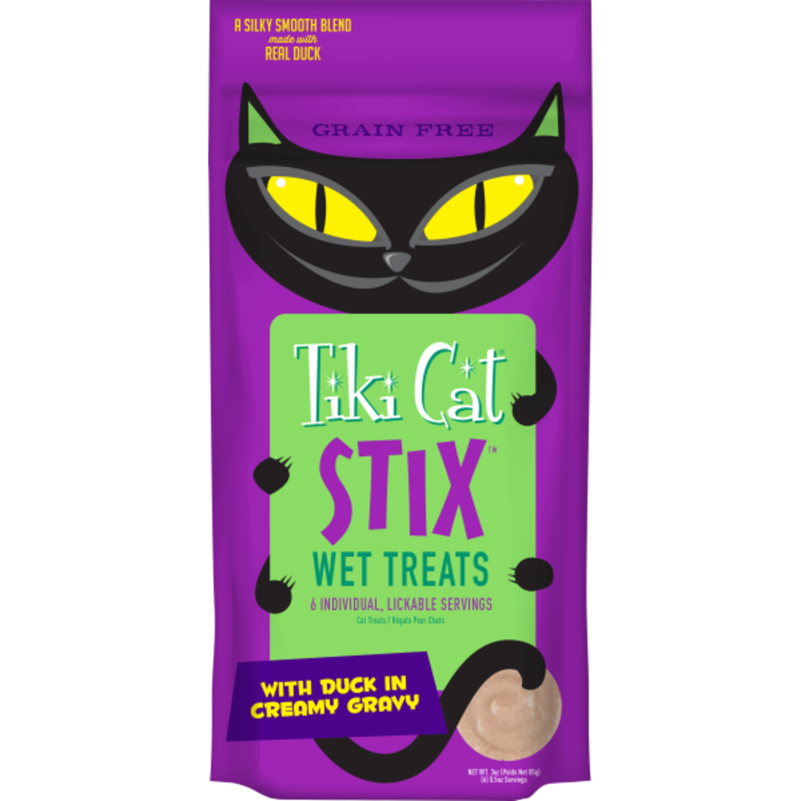 Tiki Pets Tiki Cat Stix Wet Treats GF Duck in Gravy 3 oz