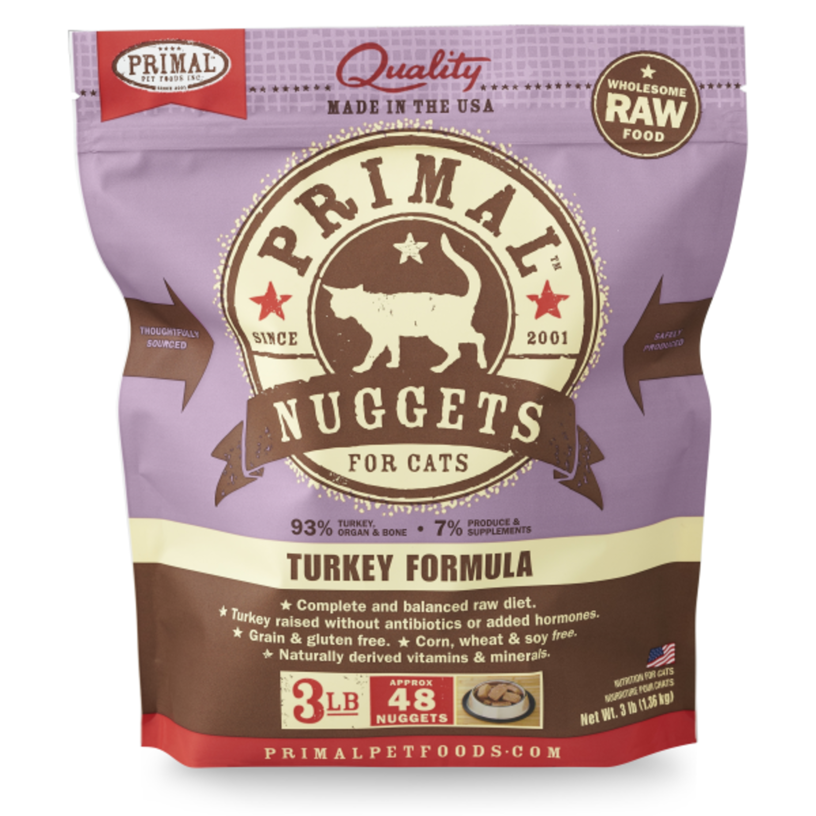 Primal Pet Foods Primal Cat Raw Turkey Nuggets 3 lb