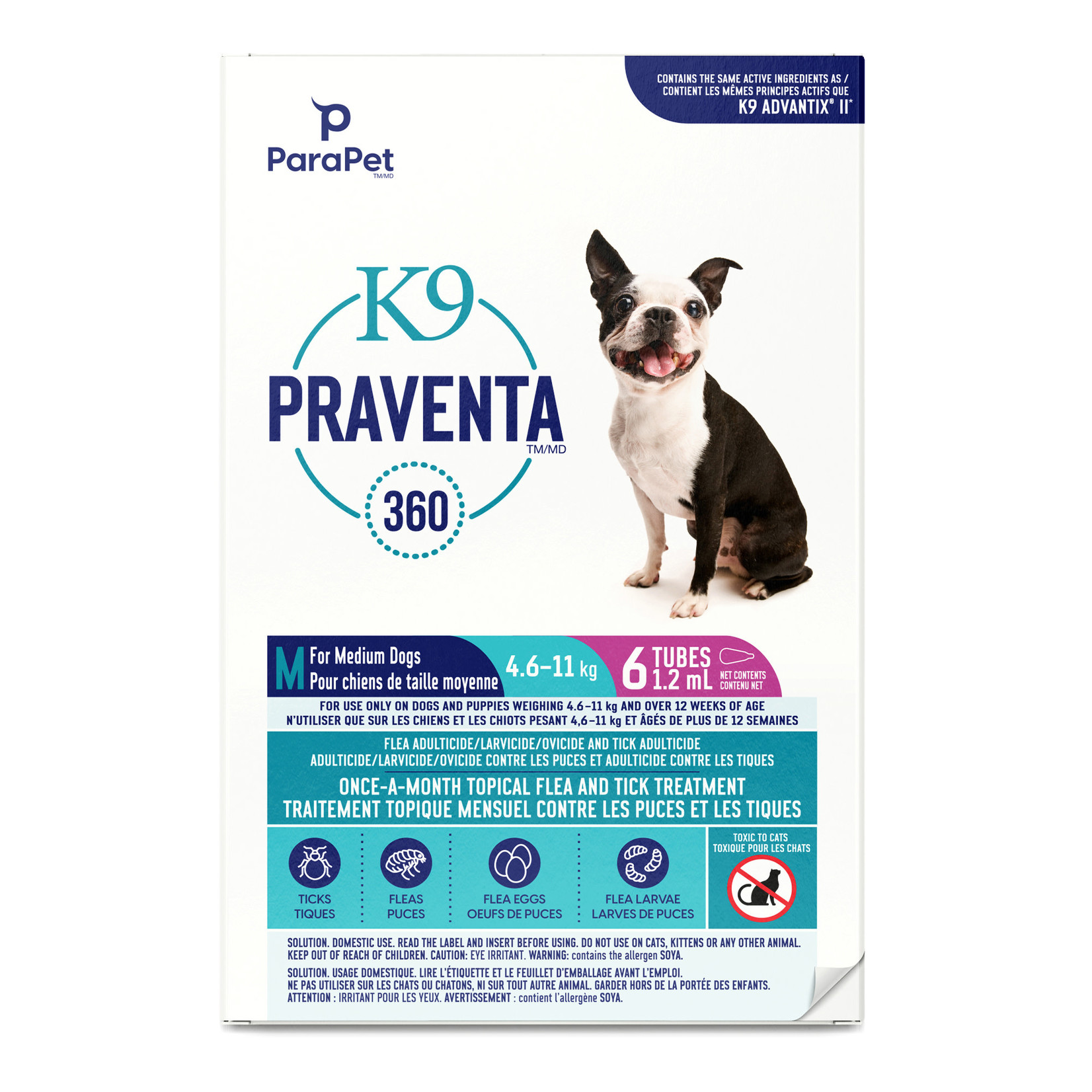 K9 Praventa K9 Praventa 360 Flea & Tick Treatment - Medium Dogs 4.6 kg to 11 kg - 6 Tubes