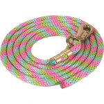 Mustang Poly Lead Rope with Bull Snap - Pink Aqua Lime 5/8" x 9' w/1"